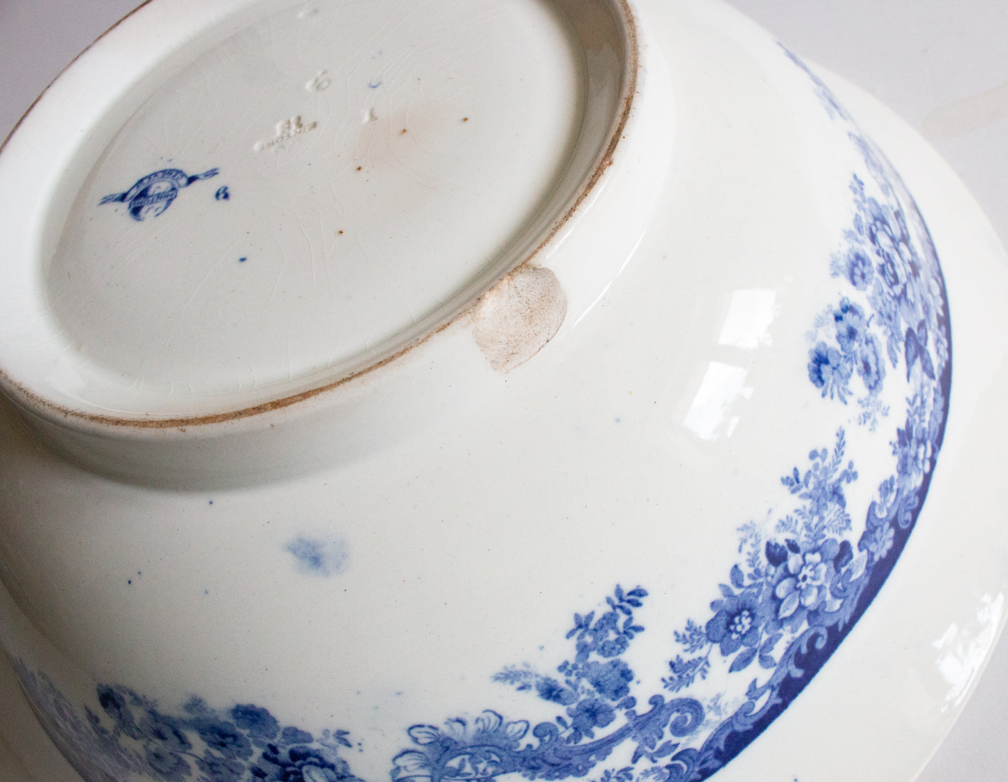 Minton 'Genevese' Pattern Large Blue and White Transferware Bowl