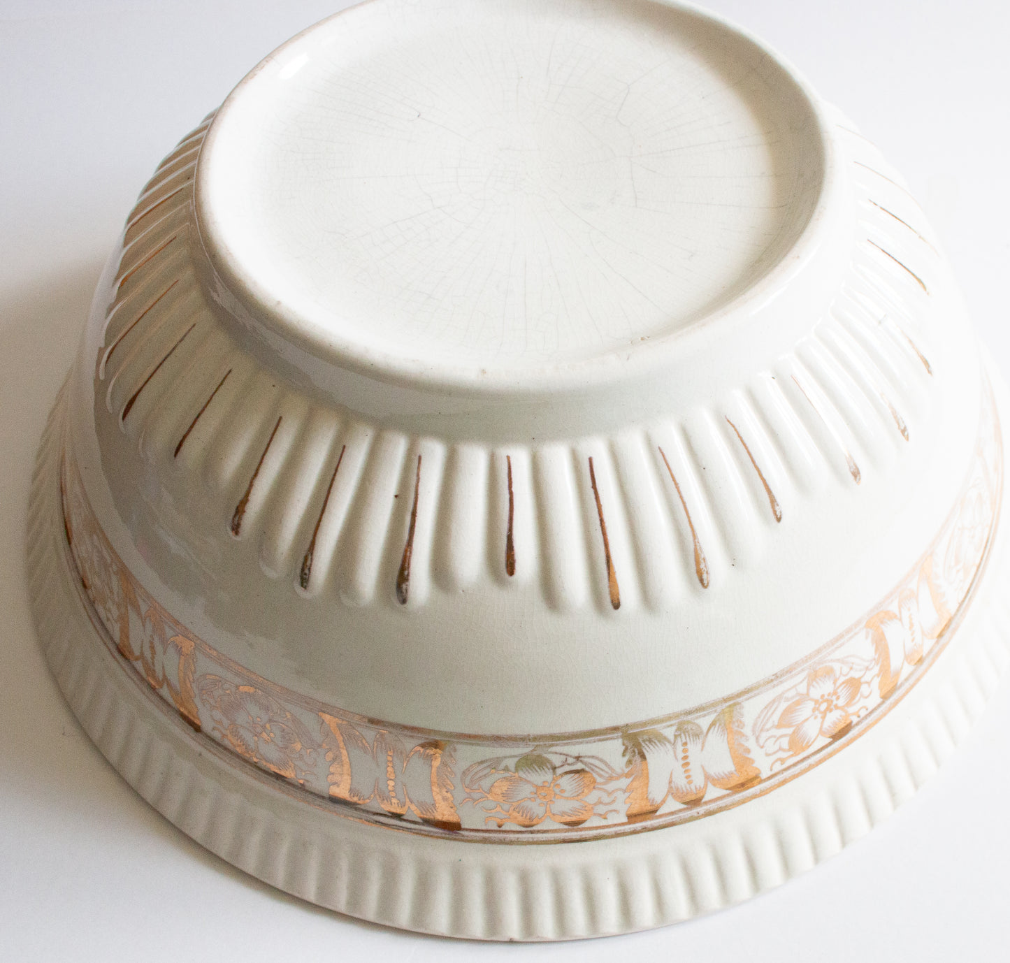Large Antique White and Gold Wash Jug and Bowl