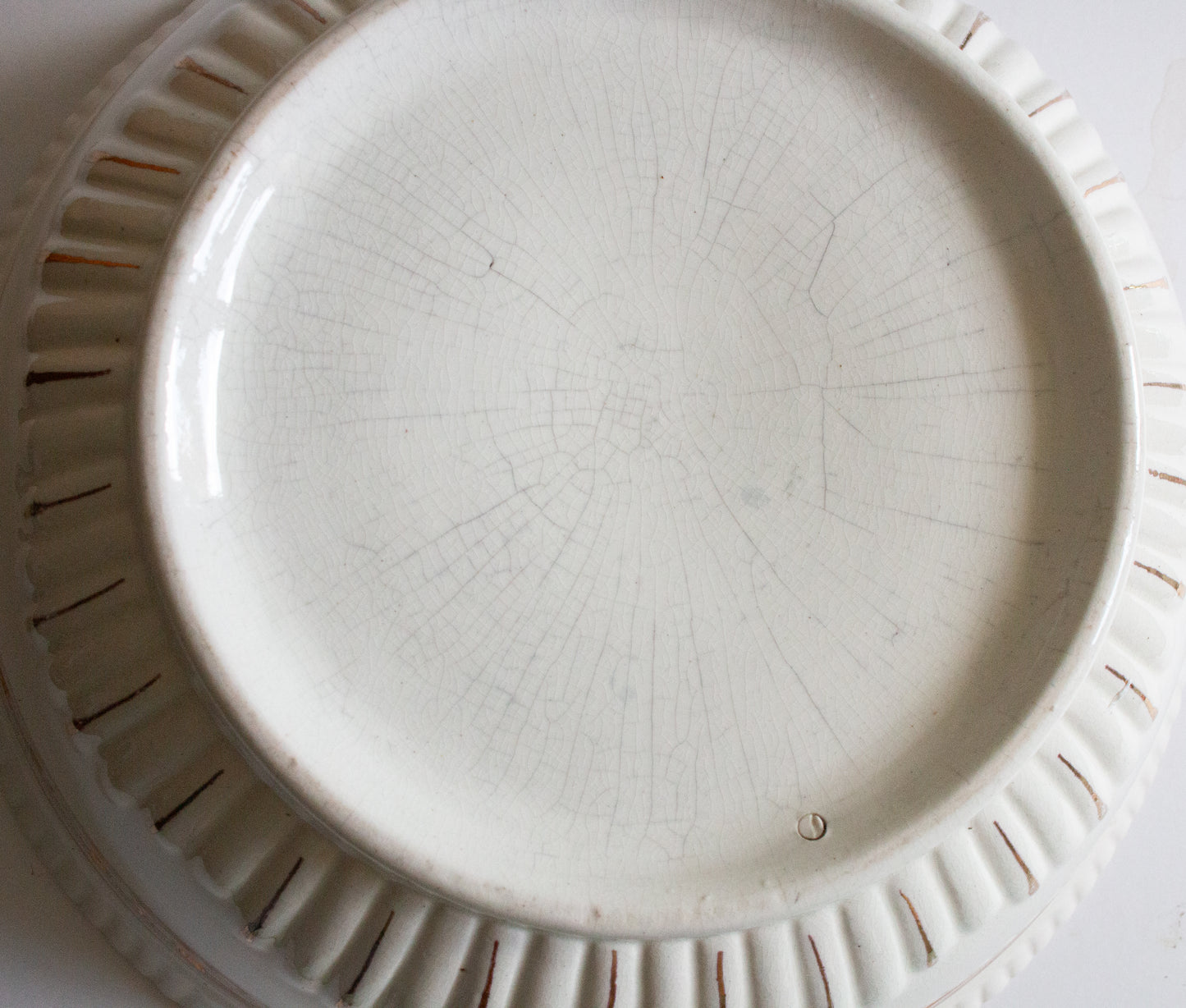Large Antique White and Gold Wash Jug and Bowl