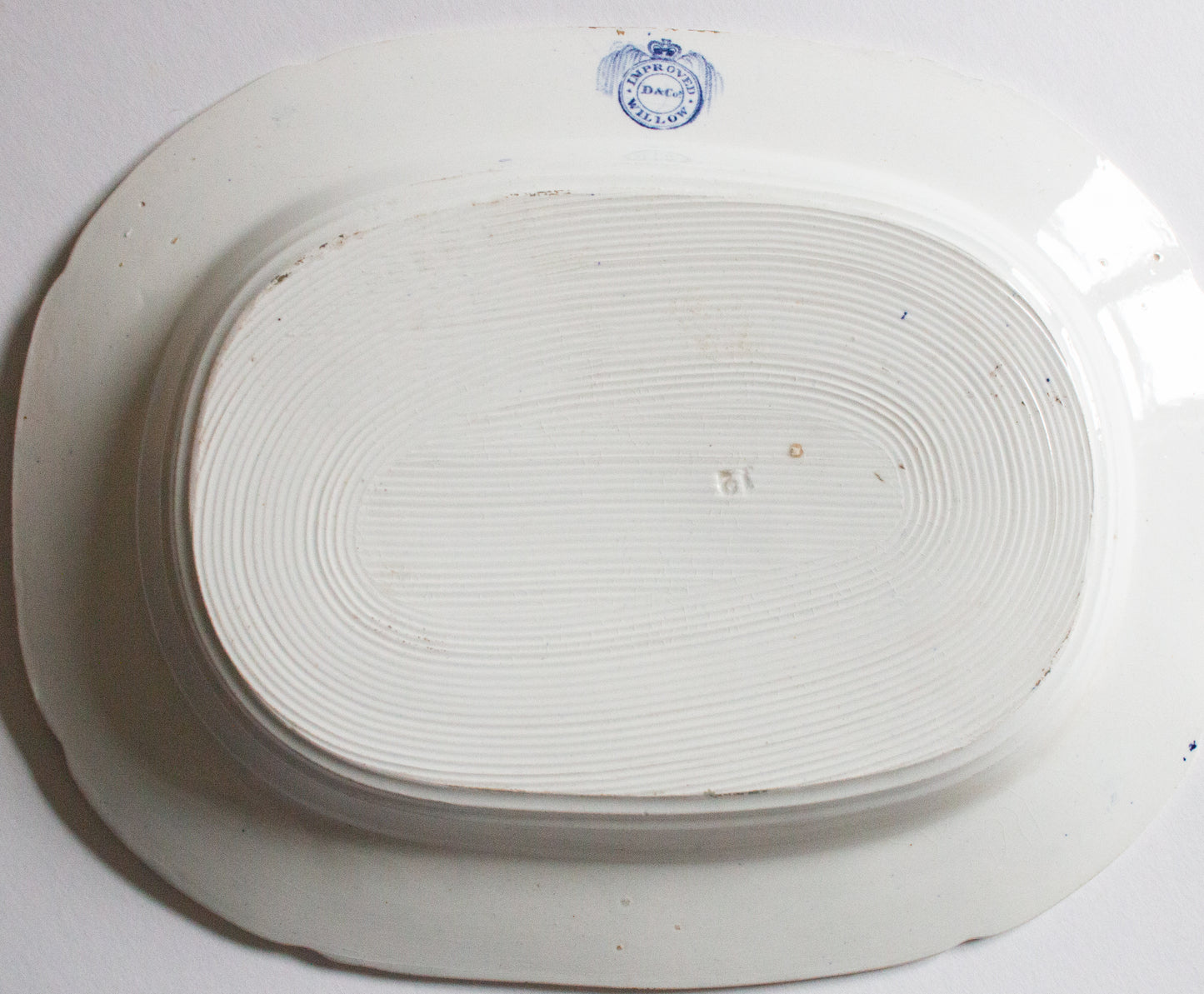 Antique Dillwyn Swansea 'Improved Willow' Pattern 14" Blue and White Transferware Serving Platter