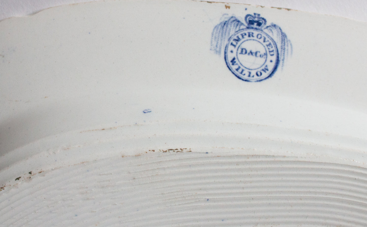 Antique Dillwyn Swansea 'Improved Willow' Pattern 14" Blue and White Transferware Serving Platter