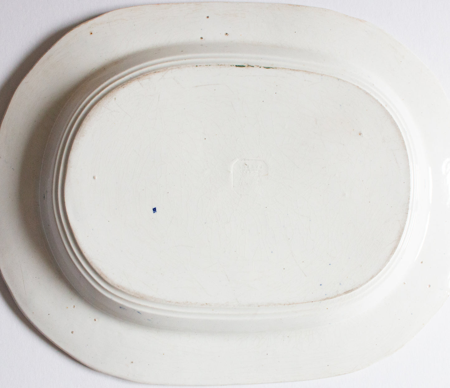 Antique Willow Pattern 13.5" Blue and White Transferware Serving Platter