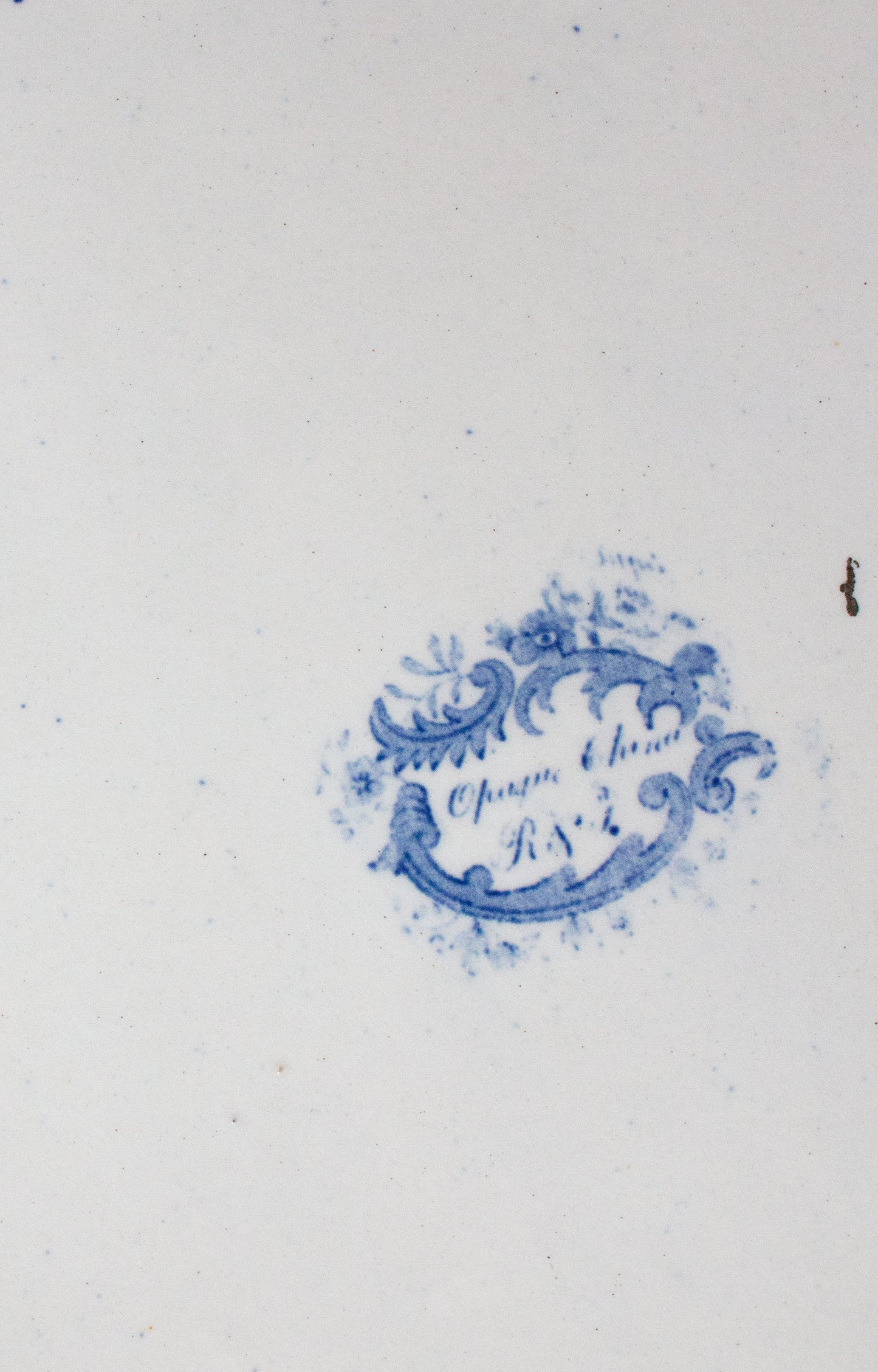 Antique 'Opaque China' Willow Pattern 15" Blue and White Transferware Serving Platter
