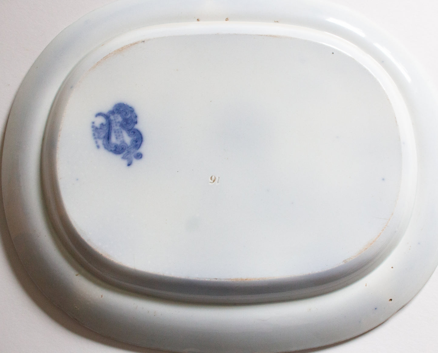 Antique Dillwyn & Co. 'Whampoa' Pattern 17" Flow Blue Meat Platter