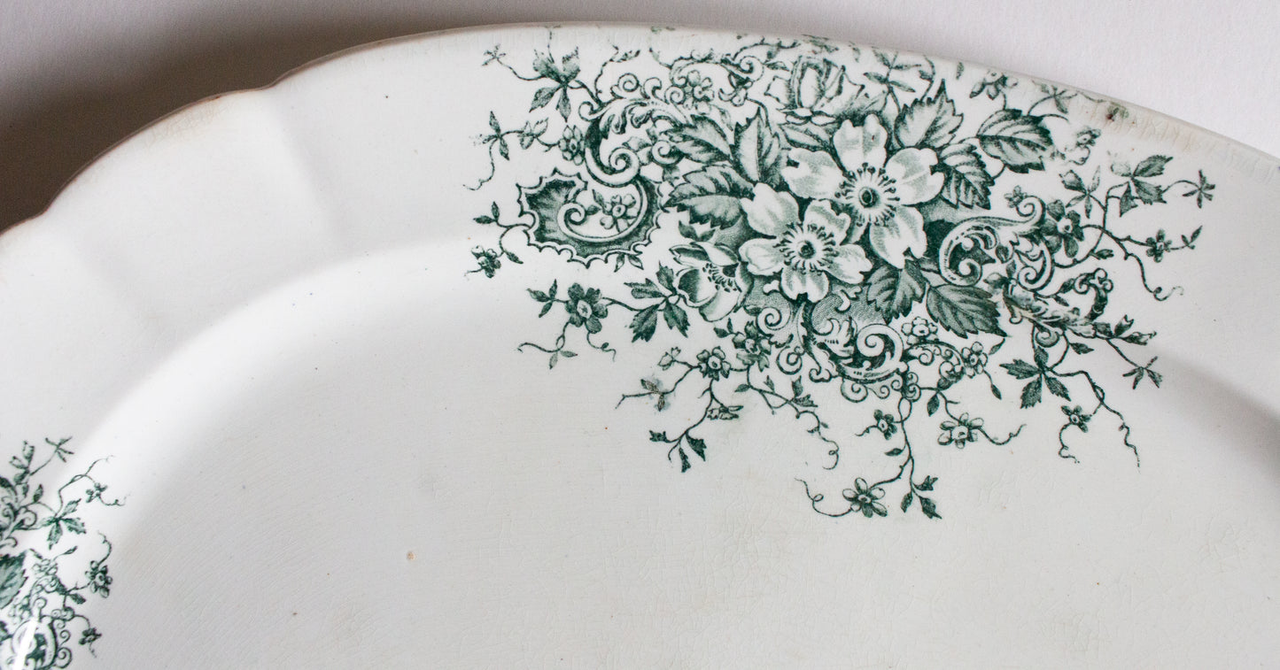 Allerton & Son 'Rococo' Pattern 18" Blue and White Meat Platter