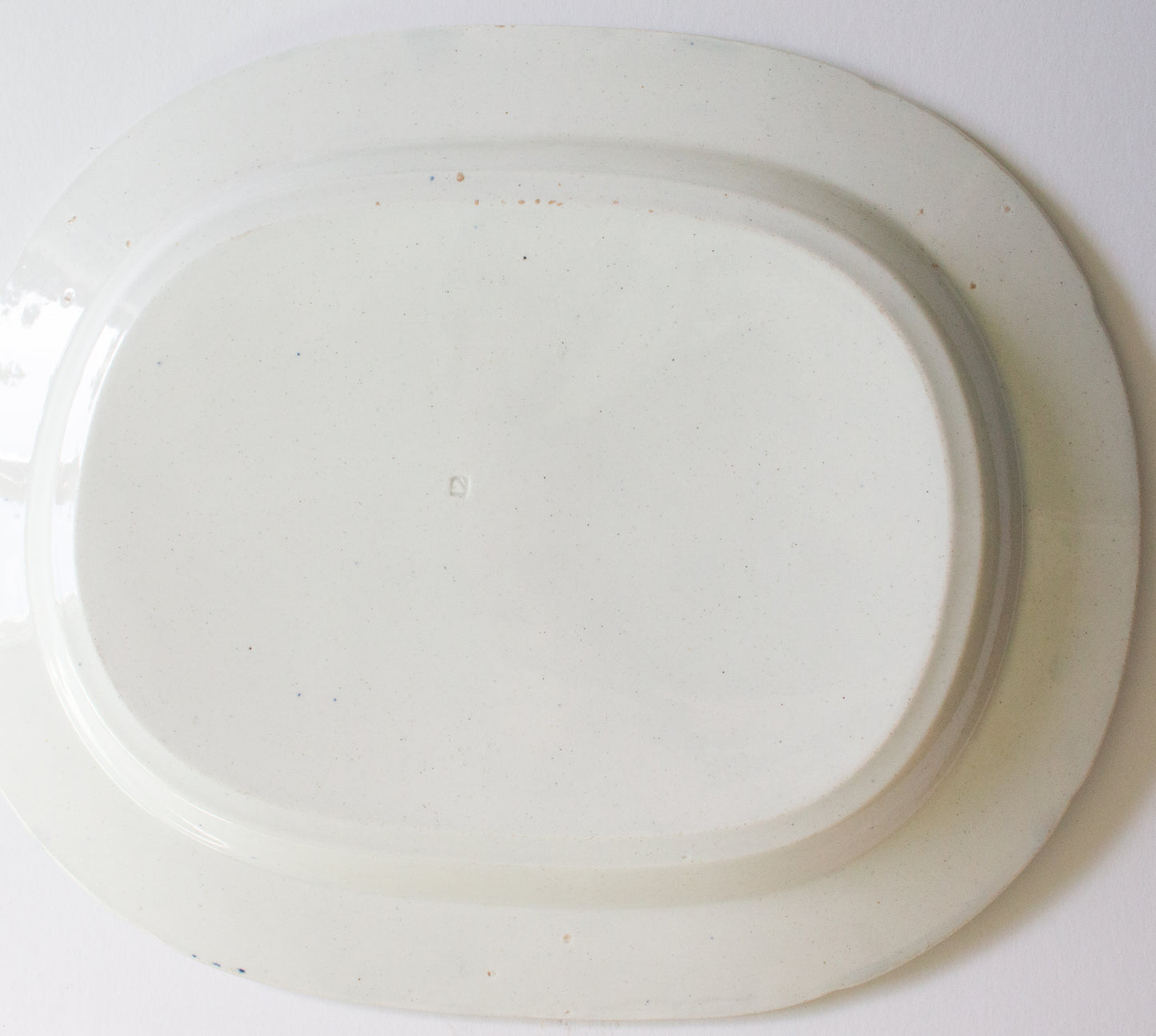 Antique Pagoda Pattern Blue and White Transferware 14" Serving Platter