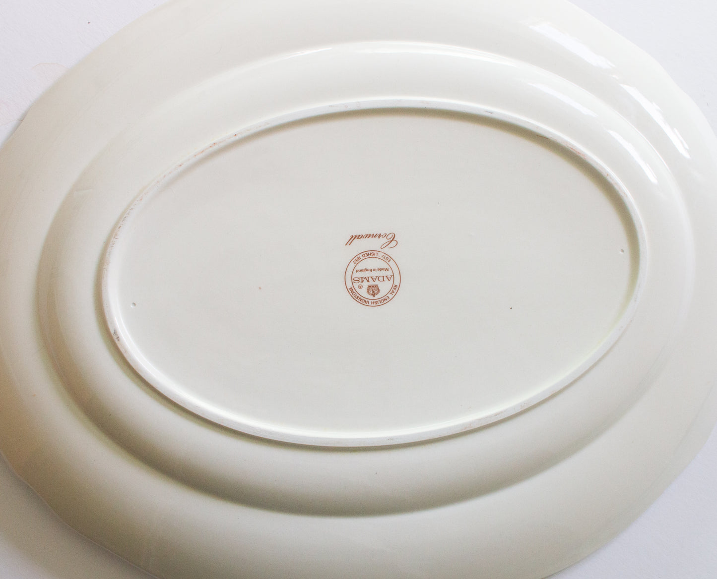 Adams 'Cornwall' Pattern Brown and White Transferware 17" Serving Platter