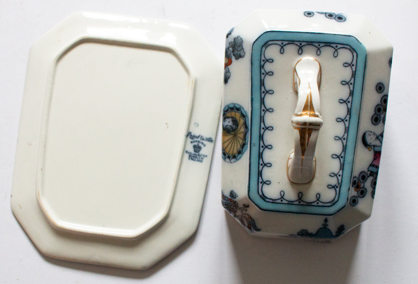 Keeling & Co. Ltd. Burslem Losol Ware 'Nanking' Pattern Blue and White Transferware Butter Dish