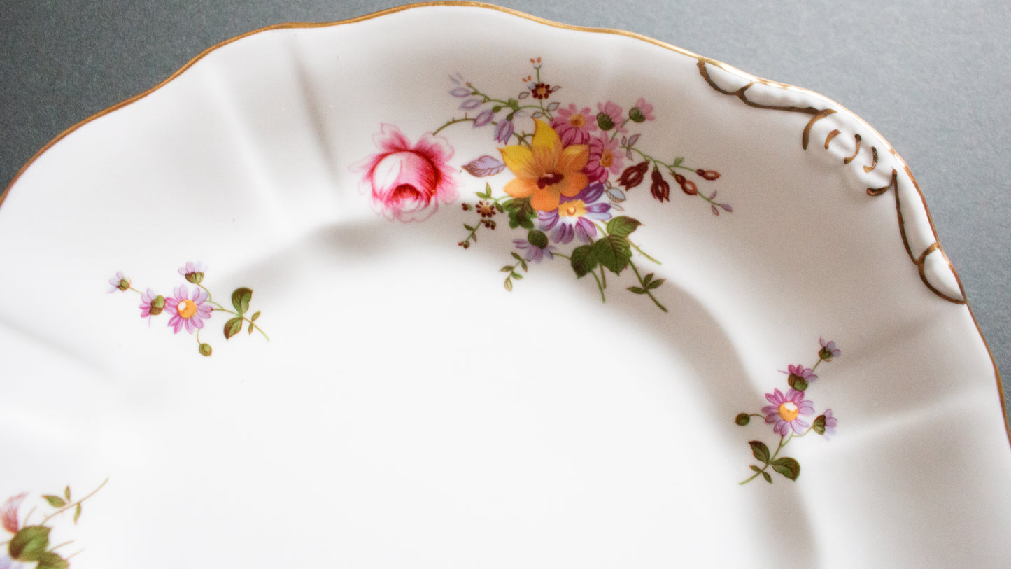 Royal Crown Derby English Bone China 'Duchy Posies' Pattern Cake Plates or Sandwich Plates (2)
