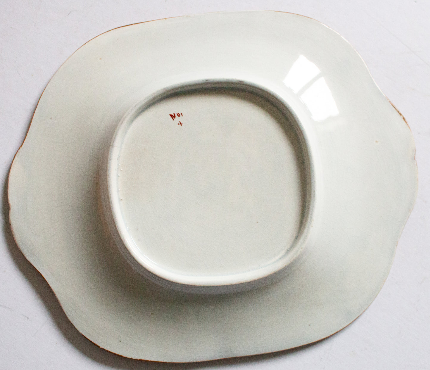 Antique Rathbone & Co. Decorative Chinoiserie Serving Plate with Moulded Handles