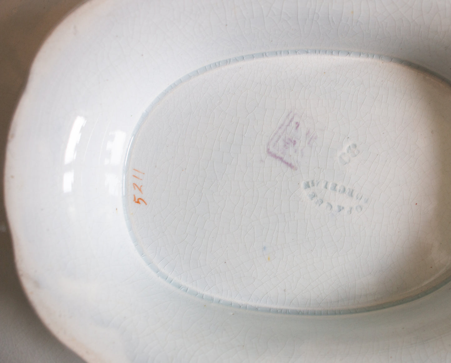 Antique Charles Meigh & Son 'Improved Feldspar' Floral Blue Oblong Comport or Cake Stand