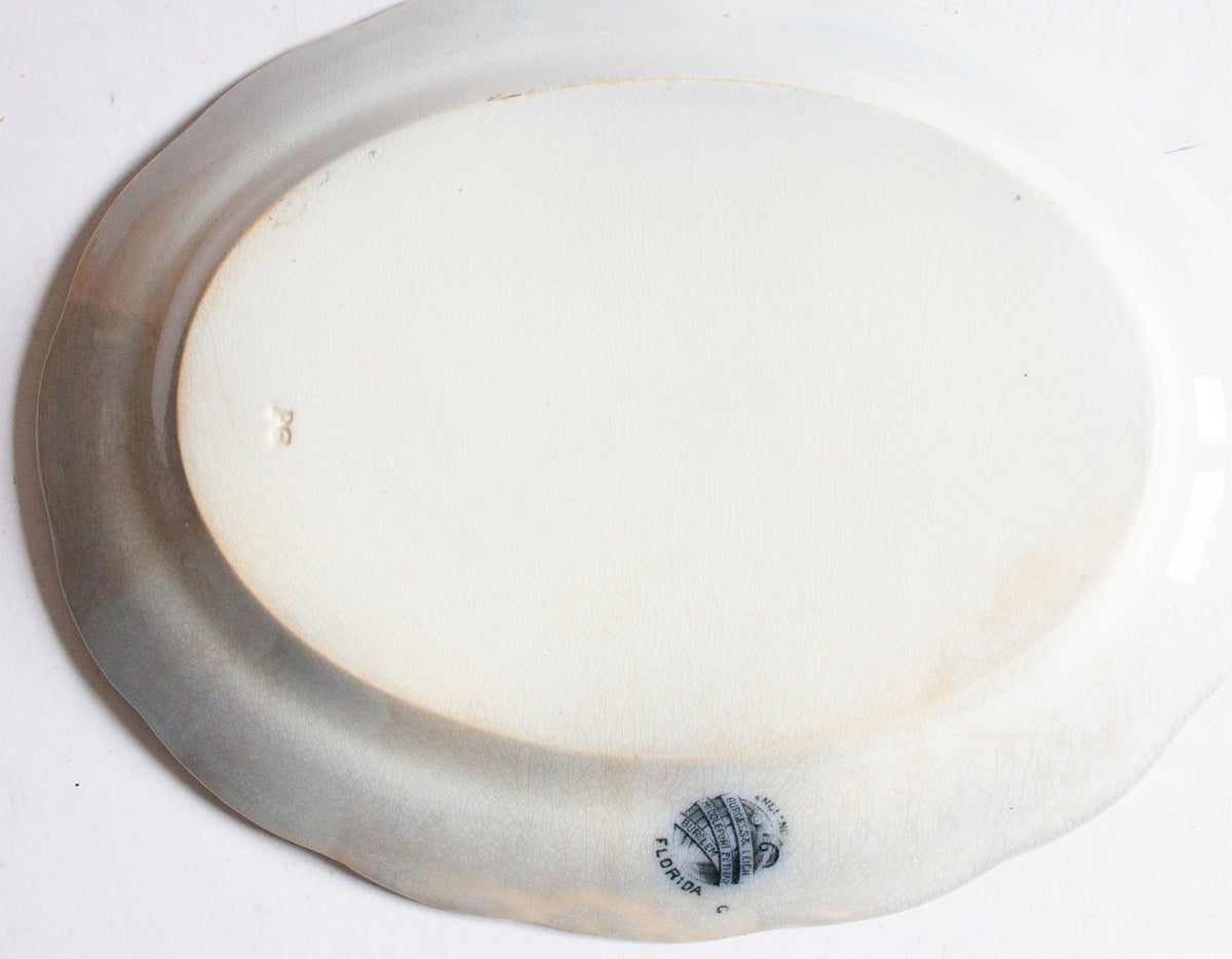 Small Burgess & Leigh Middleport Pottery Burslem England 'Florida' Pattern Flow Blue 11" Serving Platter