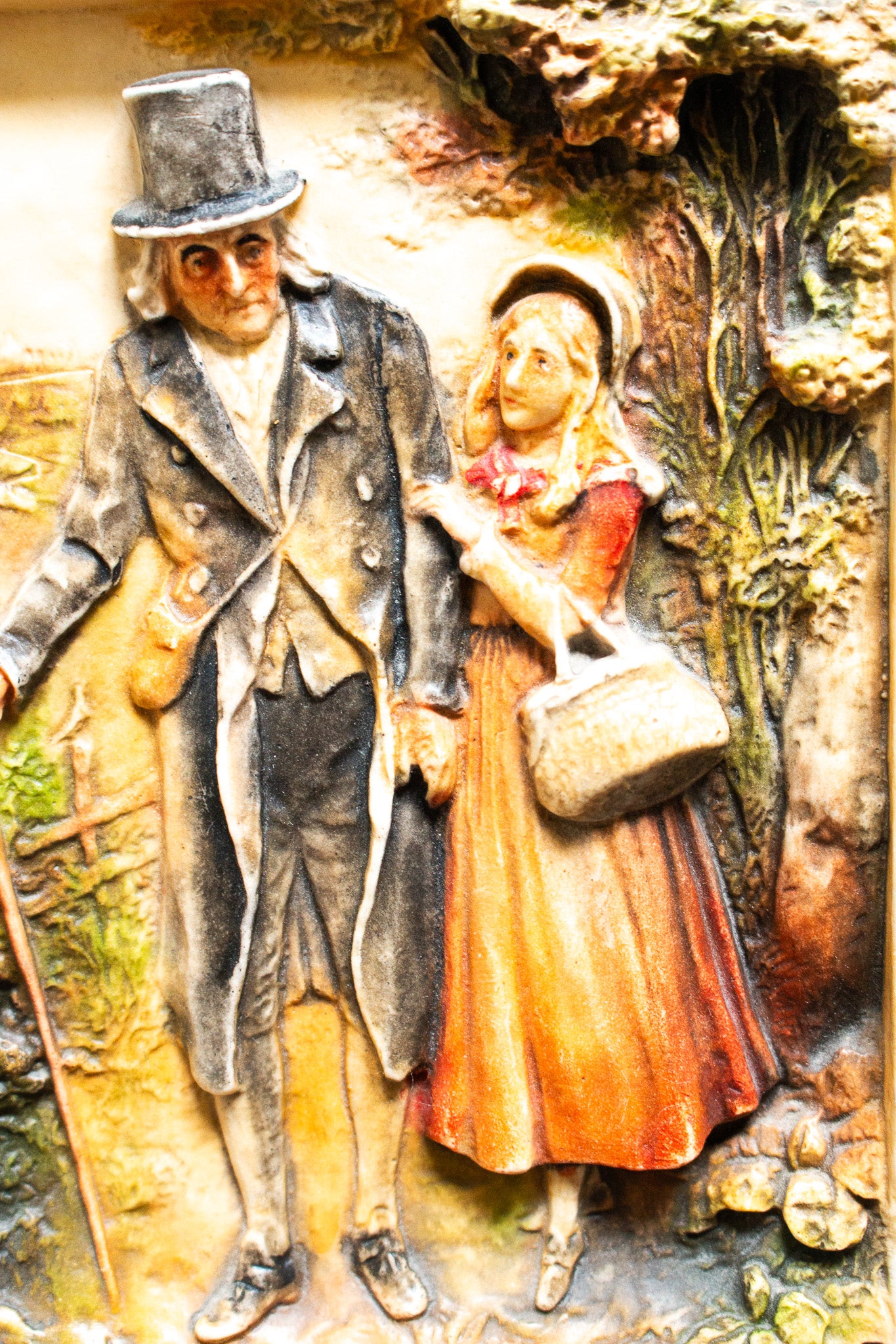 Osborne Ivorex Charles Dickens Wall Plaque 'Little Nell and Grandfather "Wandering"'