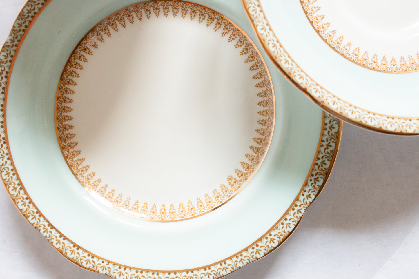 Paragon Fine China Pastel Blue and Gold China Teacup Trio