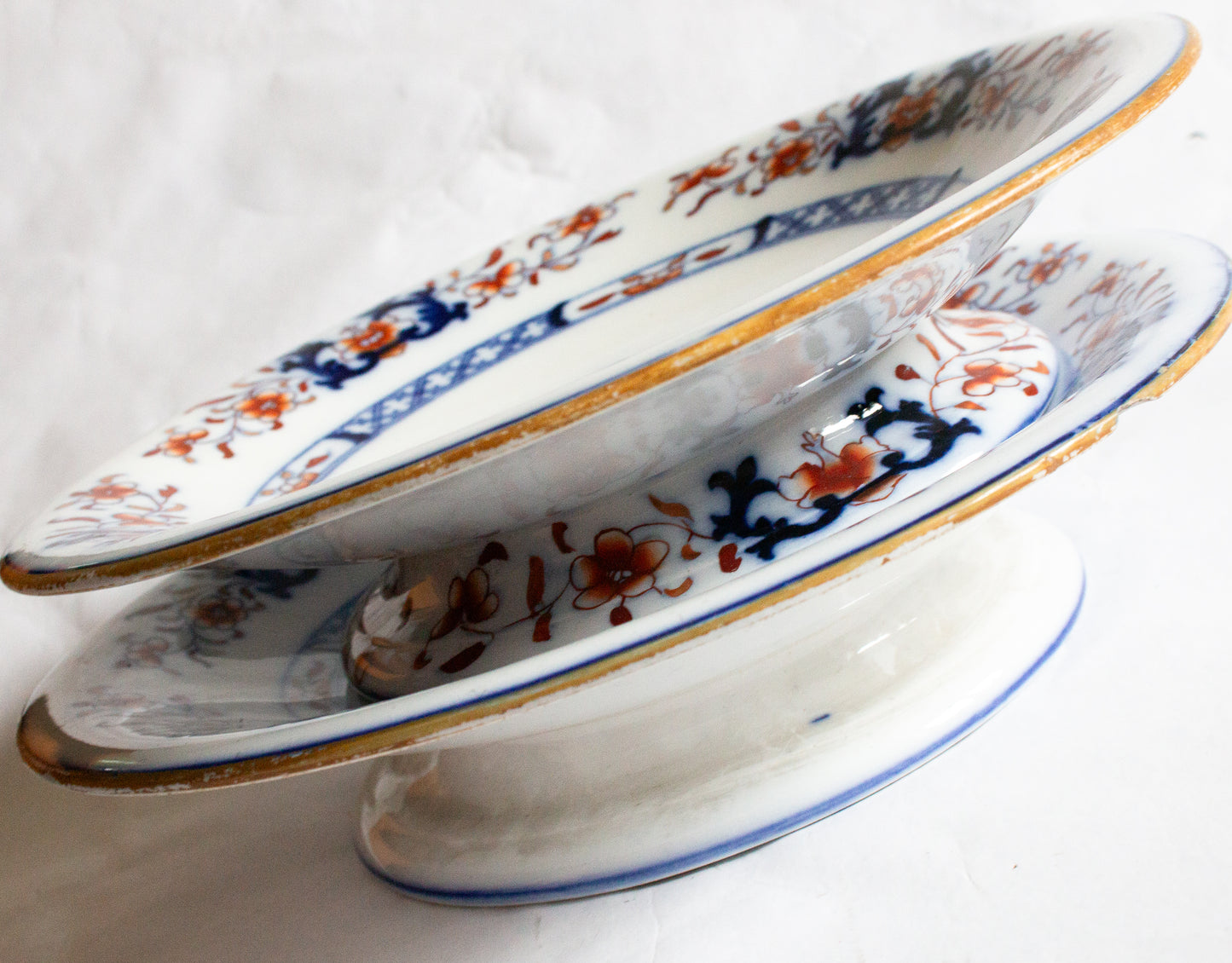 Antique Blue and White Minton Comports or Cake Stands (2)