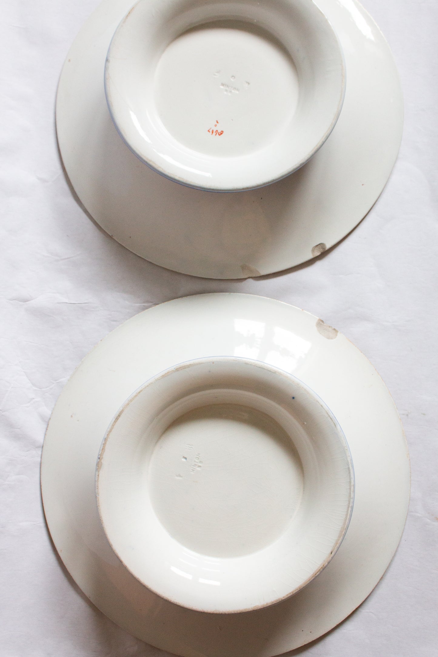 Antique Blue and White Minton Comports or Cake Stands (2)