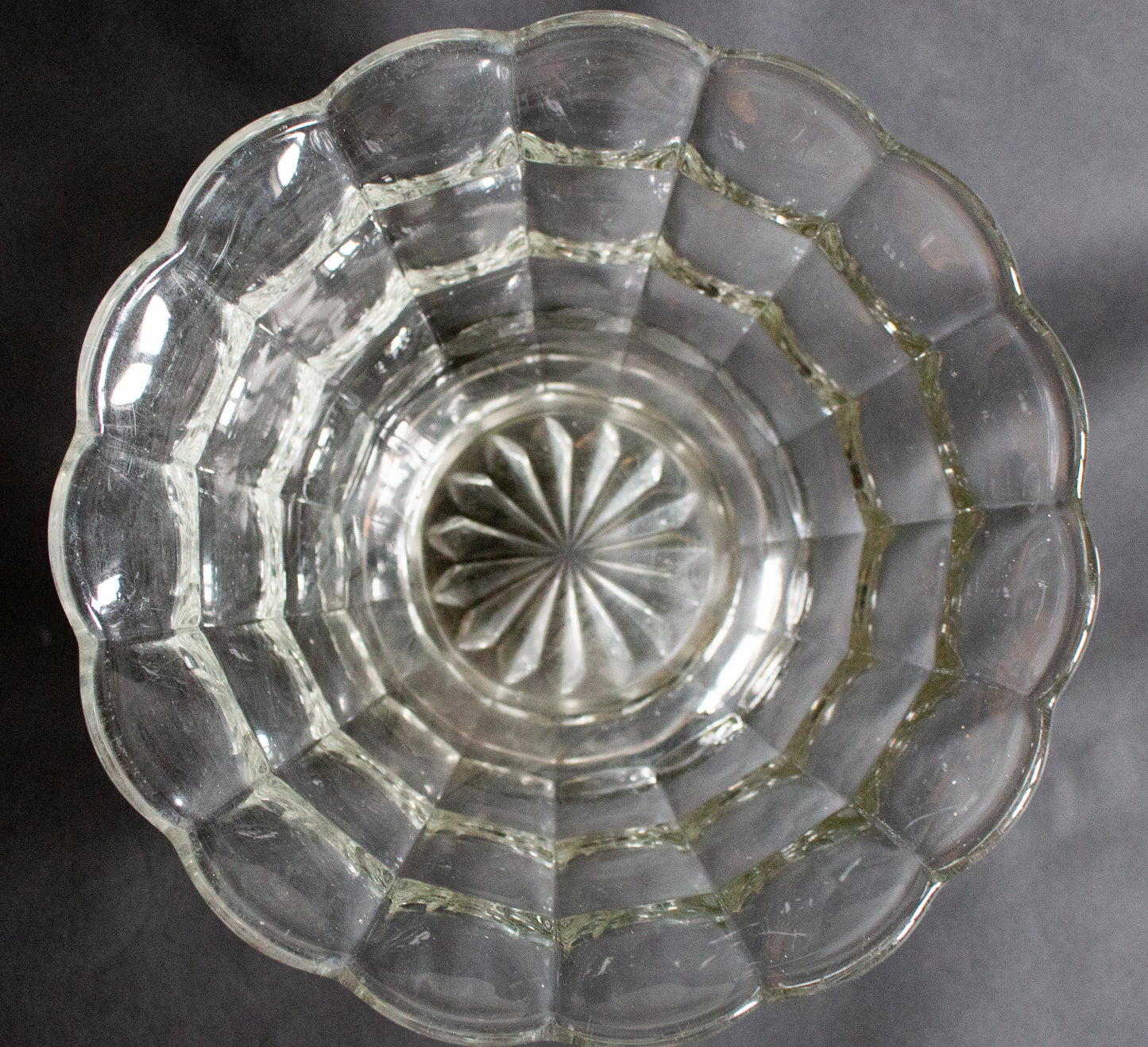 Moulded and Footed Glass Dessert or Fruit Bowl