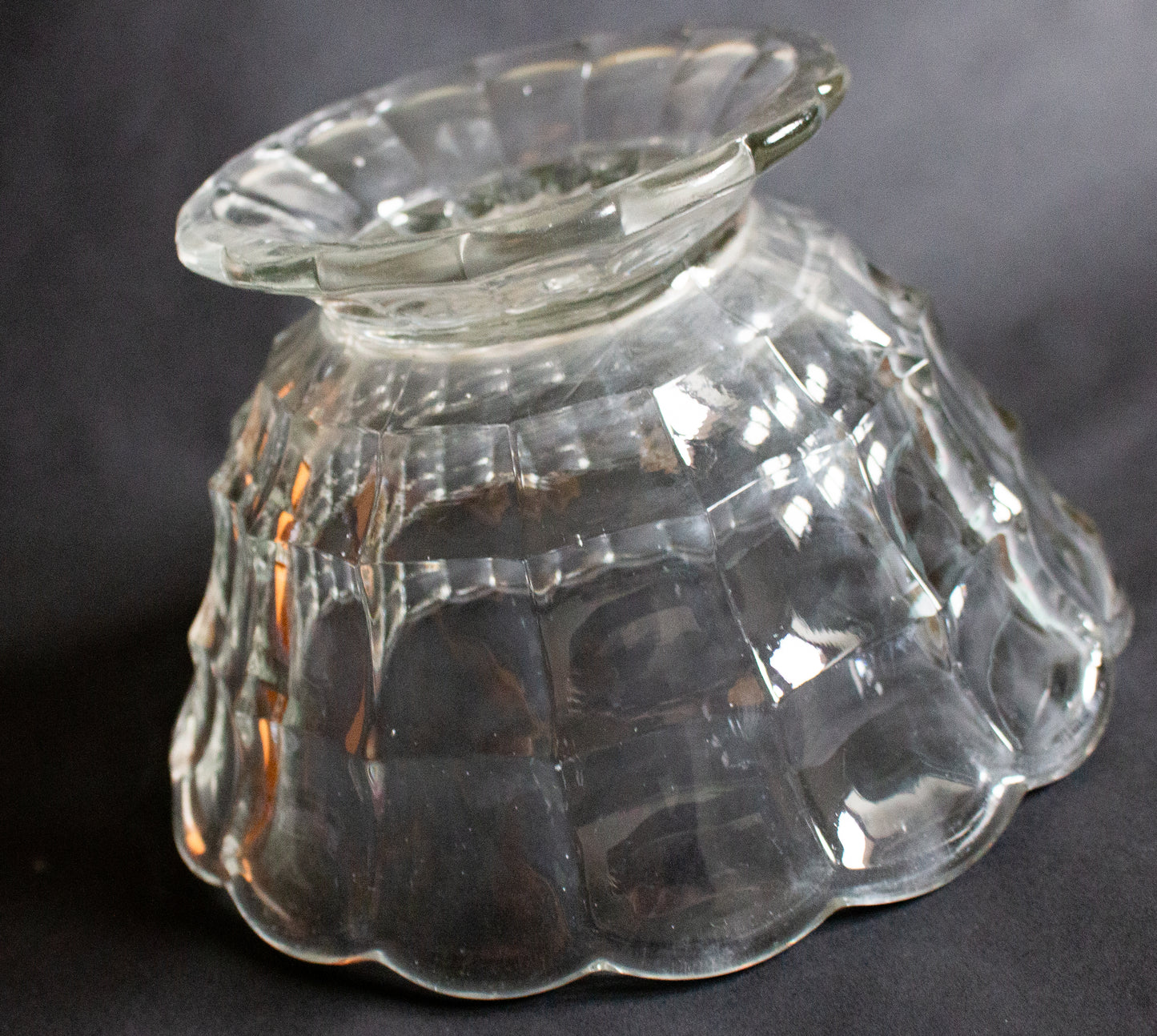 Moulded and Footed Glass Dessert or Fruit Bowl