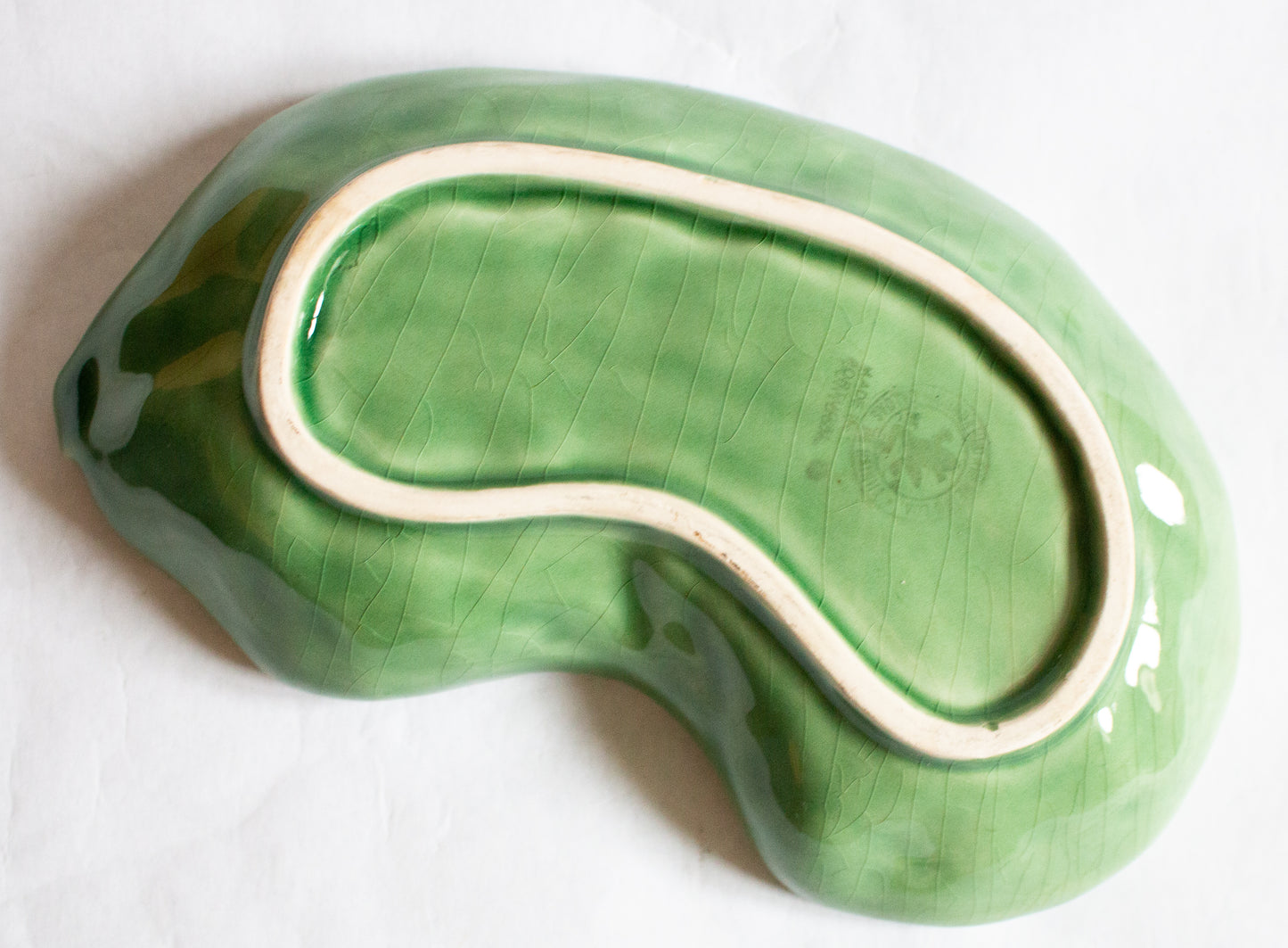 Vintage Portuguese Bordallo Pinheiro Green Majolica Leaf Dish