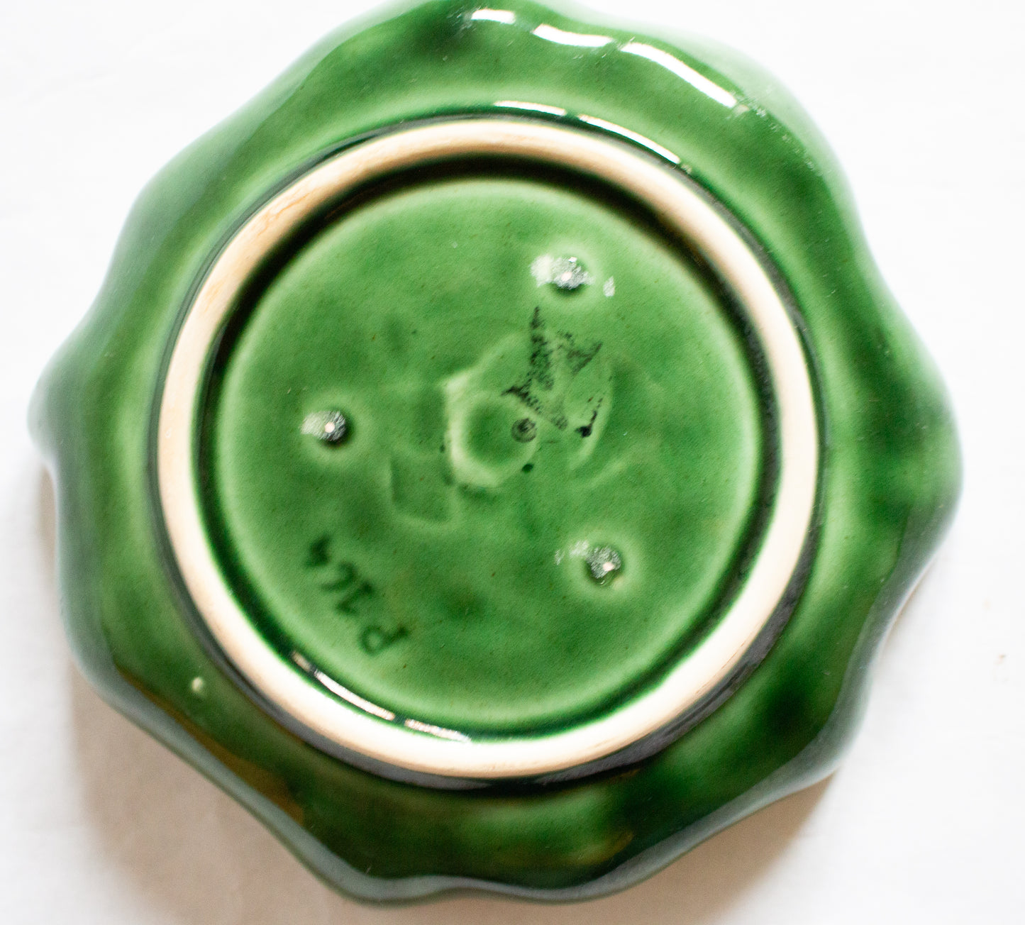 Vintage Green Majolica Leaf Dish