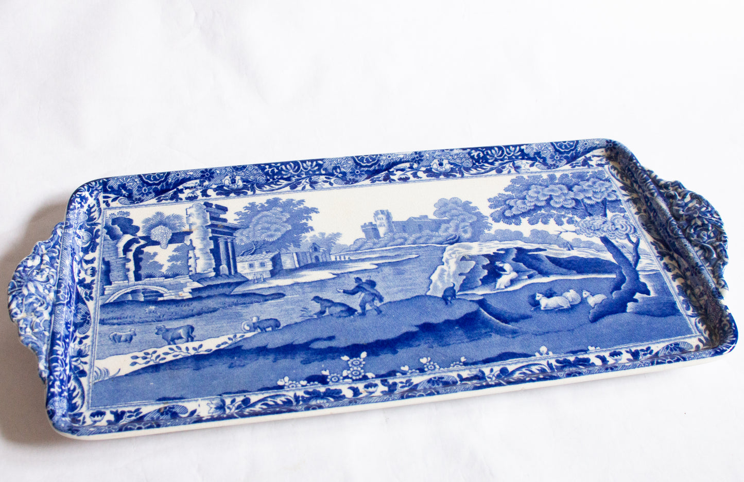 Spode 'Italian' Pattern Blue and White Transferware Large Sandwich Tray