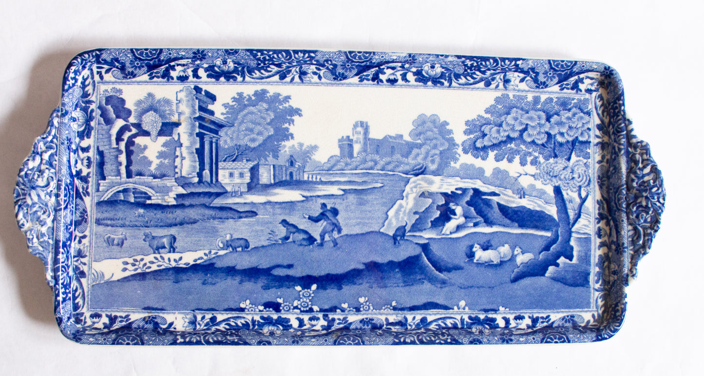 Spode 'Italian' Pattern Blue and White Transferware Large Sandwich Tray