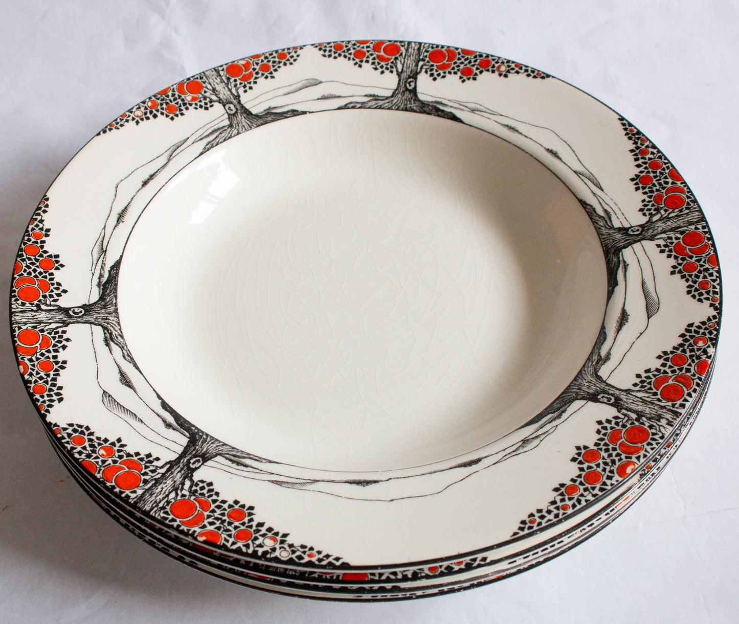 Crown Ducal 'Orange Tree' Rimmed Soup Plates (4)