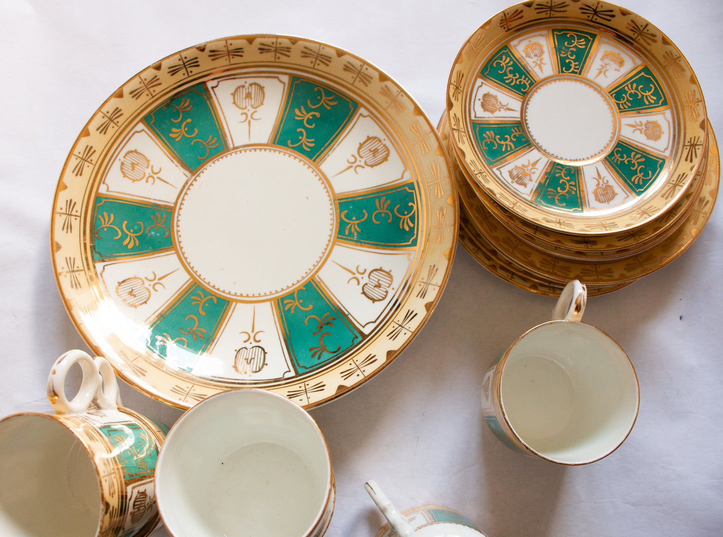 Antique Green and Gold Part Coffee Set
