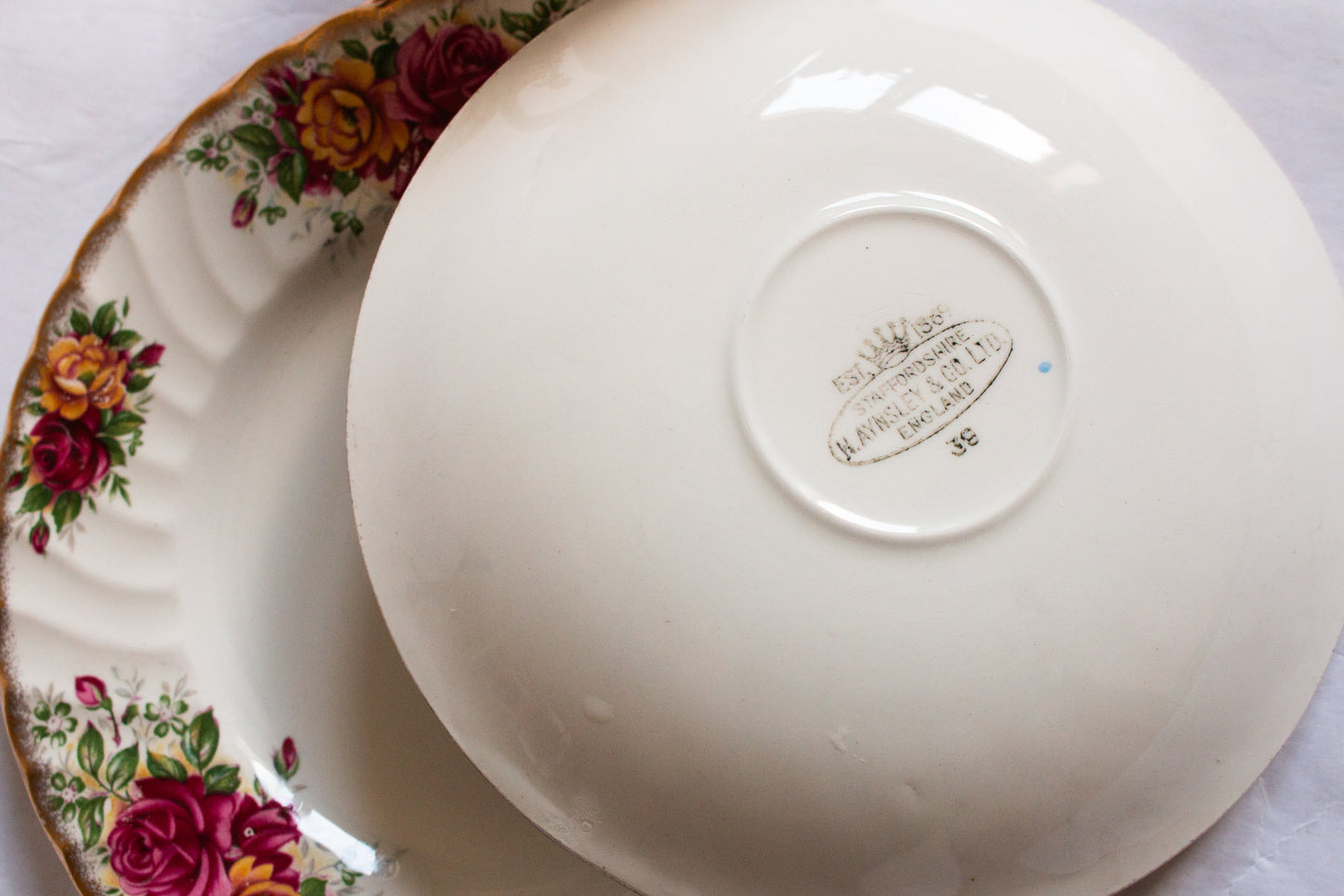 Aynsley & Co. Staffordshire China Country Roses Pattern Teacup Trio