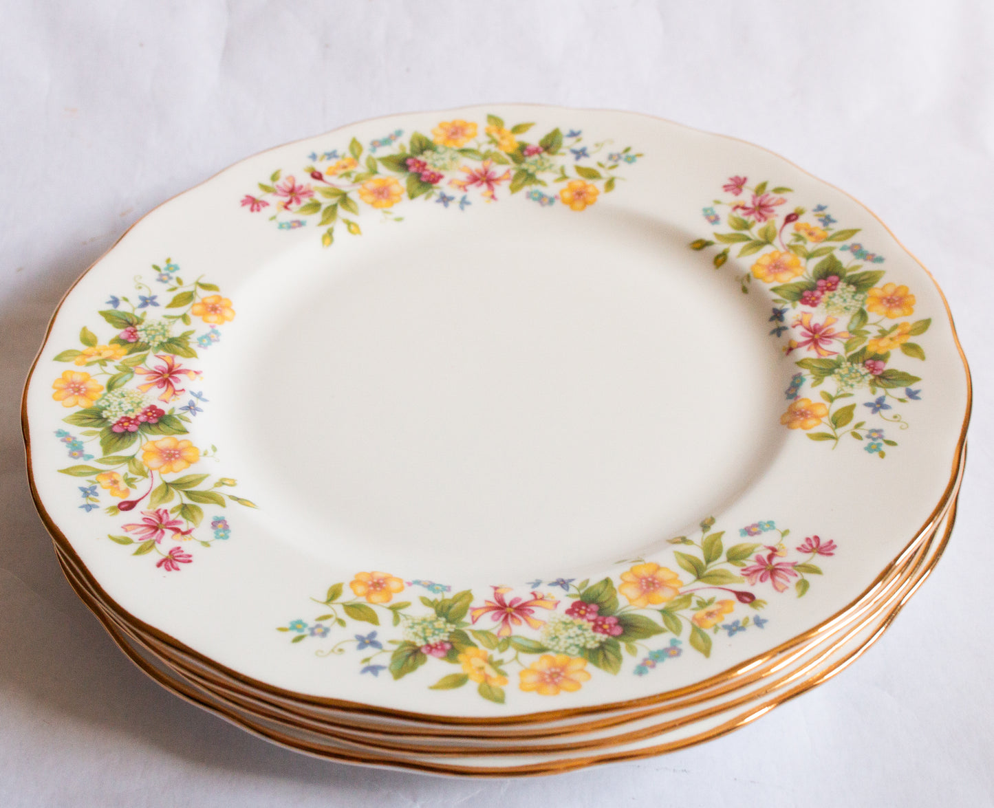 Colclough Bone China Floral Pattern 8" Bread and Butter Plates (4)
