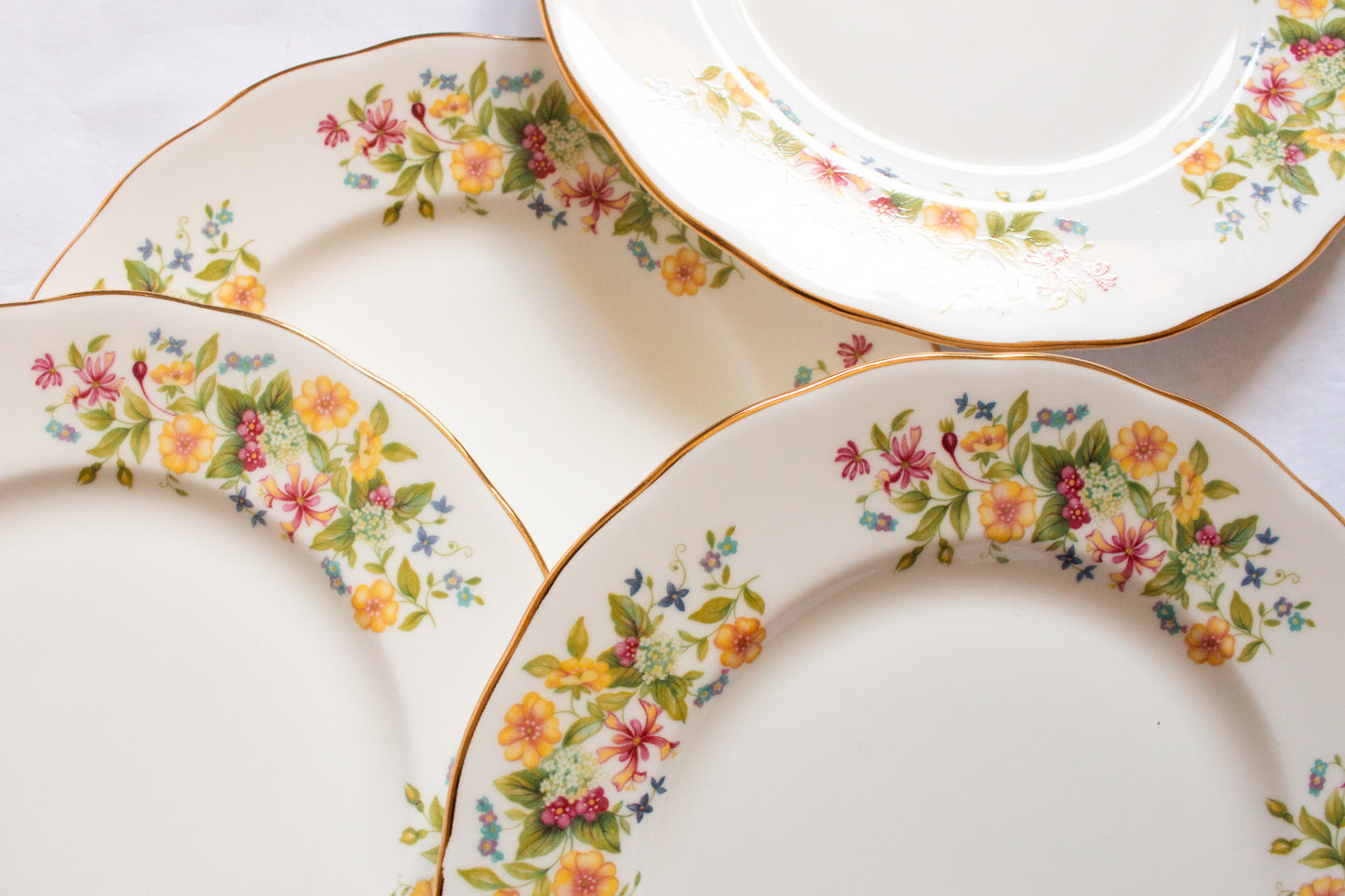 Colclough Bone China Floral Pattern 8" Bread and Butter Plates (4)