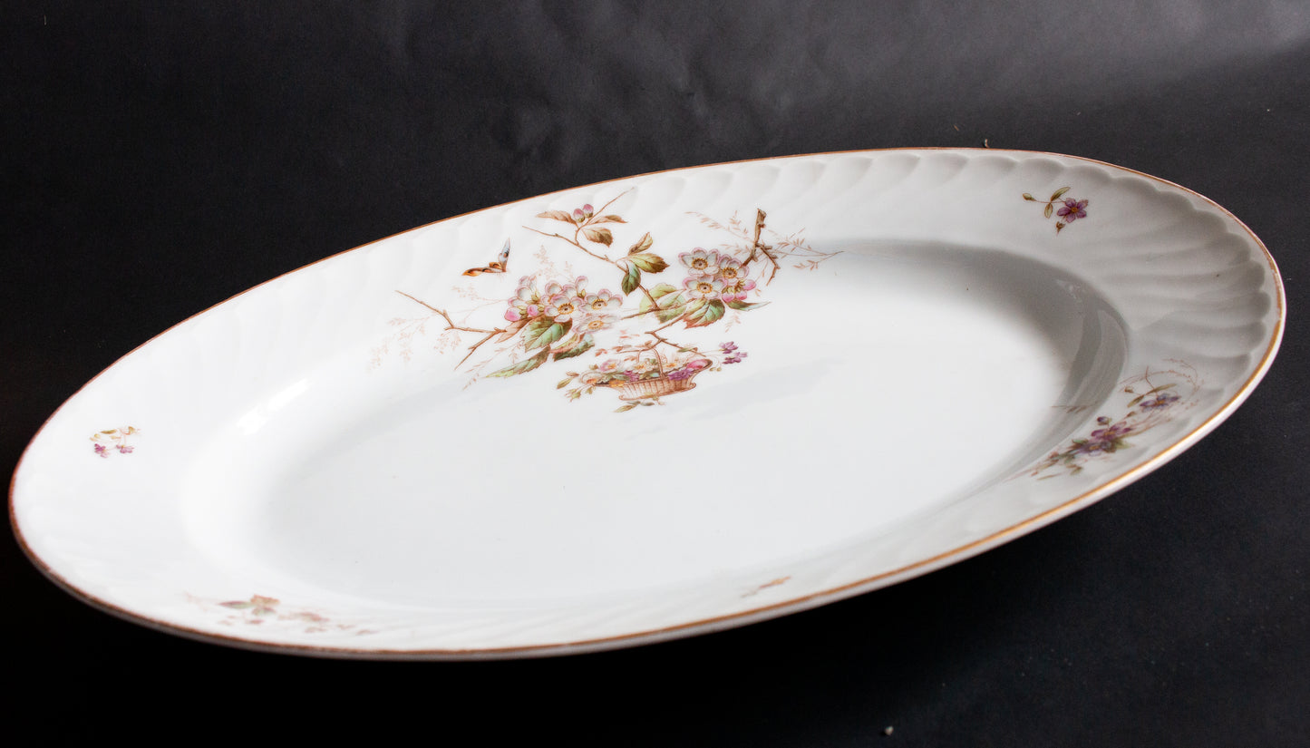 Large Floral and Gold Serving Platter
