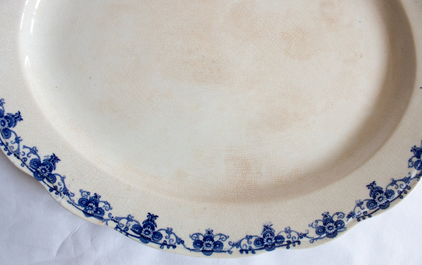 Large Antique Blue and White Transferware Meat Platter