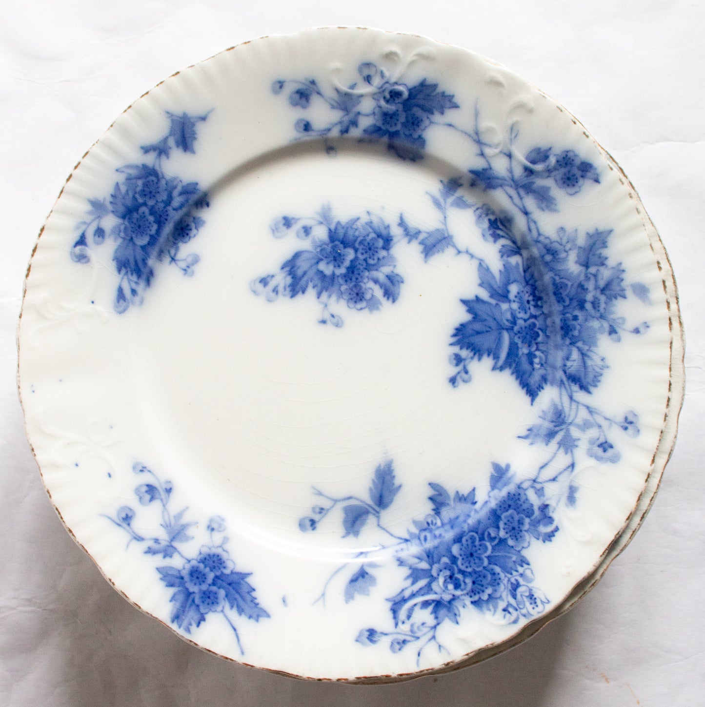 Middleport Pottery 'May' Pattern Flow Blue and White Transferware 8" Plates (6)