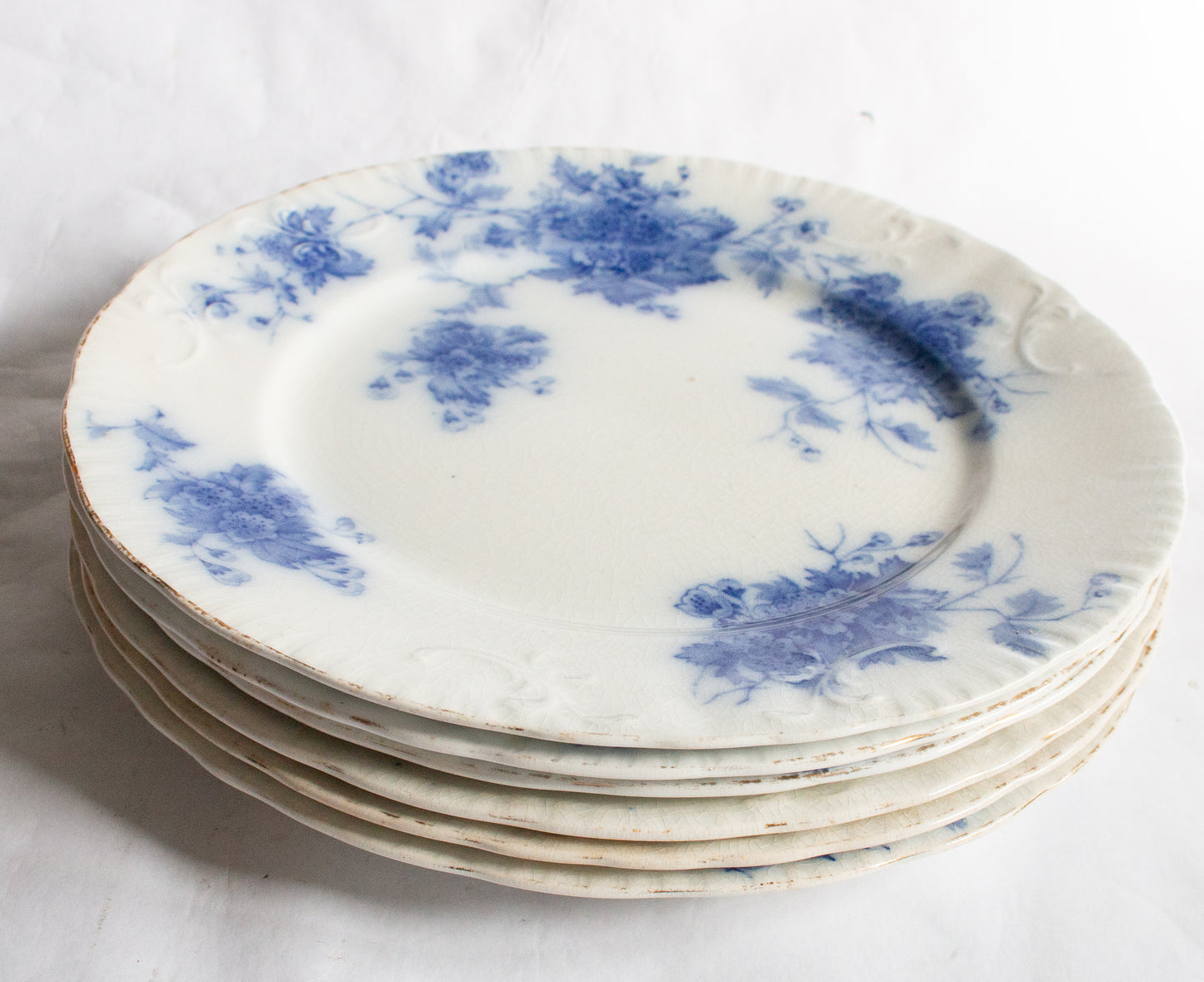 Middleport Pottery 'May' Pattern Flow Blue and White Transferware 9" Plates (6)