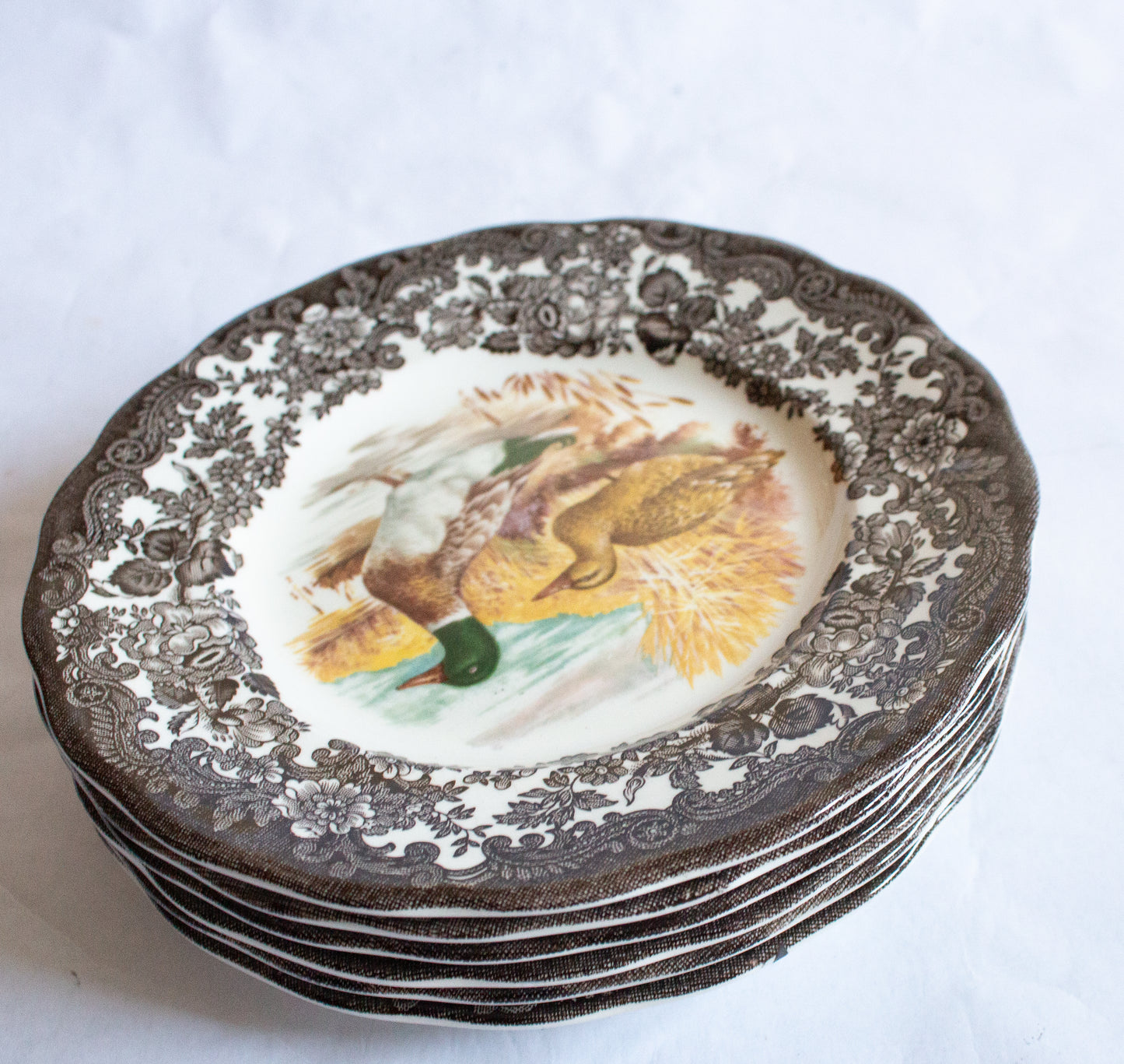 Royal Worcester Palissy 'Game Series' Brown Transferware 7" Side Plates (6)