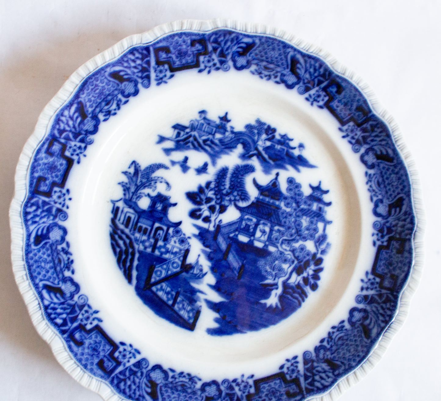 Bristol Alkalon China 'Mandarin Pattern' 7.5" Flow Blue Side Plates (4)