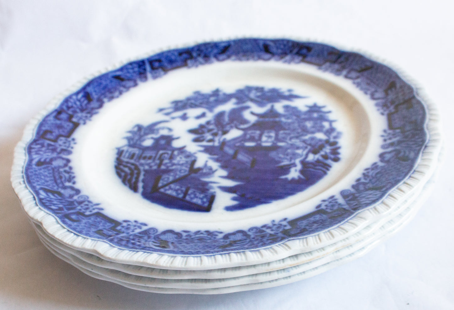 Bristol Alkalon China 'Mandarin Pattern' 7.5" Flow Blue Side Plates (4)