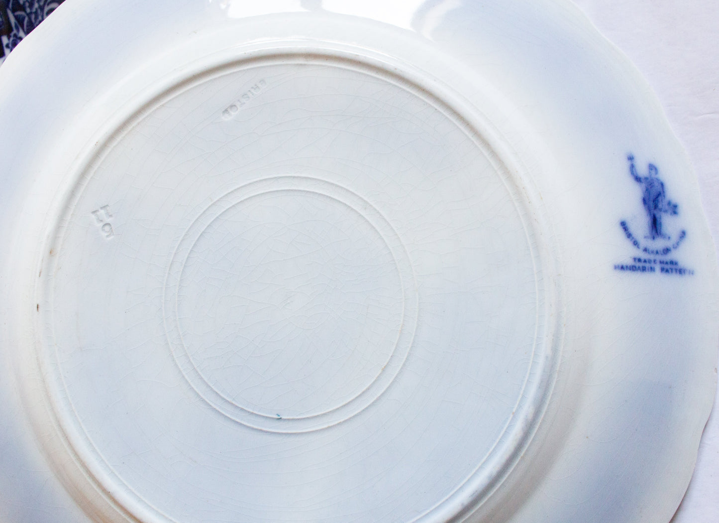 Bristol Alkalon China 'Mandarin Pattern' 10.25" Flow Blue Side Plates (4)