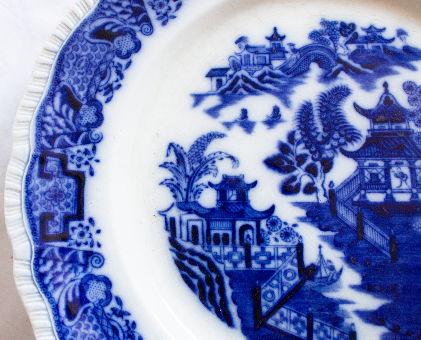 Bristol Alkalon China 'Mandarin Pattern' 7.5" Flow Blue Side Plates (4)