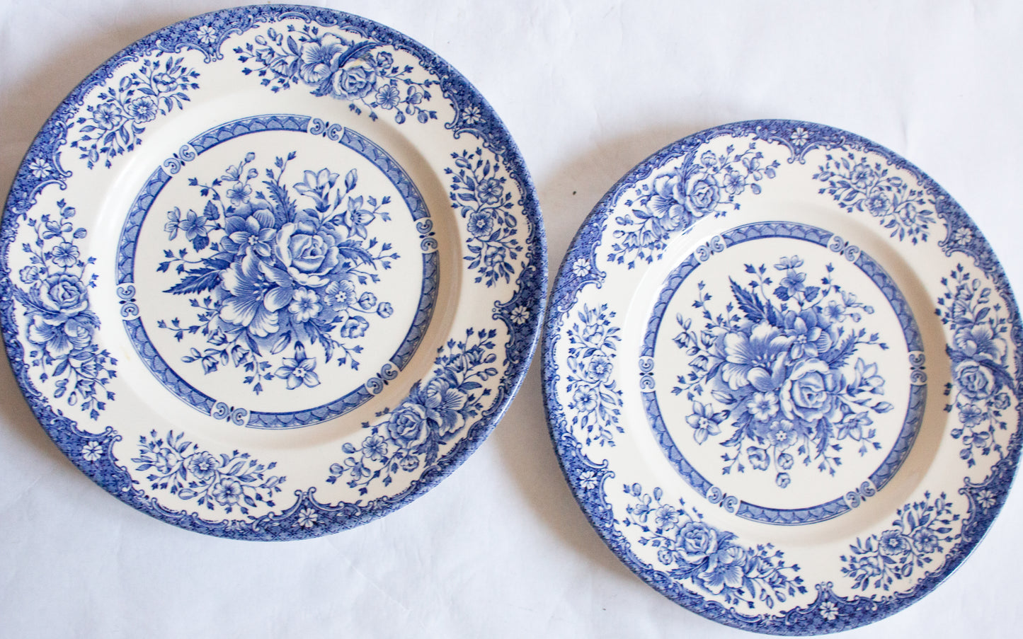 English Ironstone Tableware 8.75" Blue Transferware Plates (2)