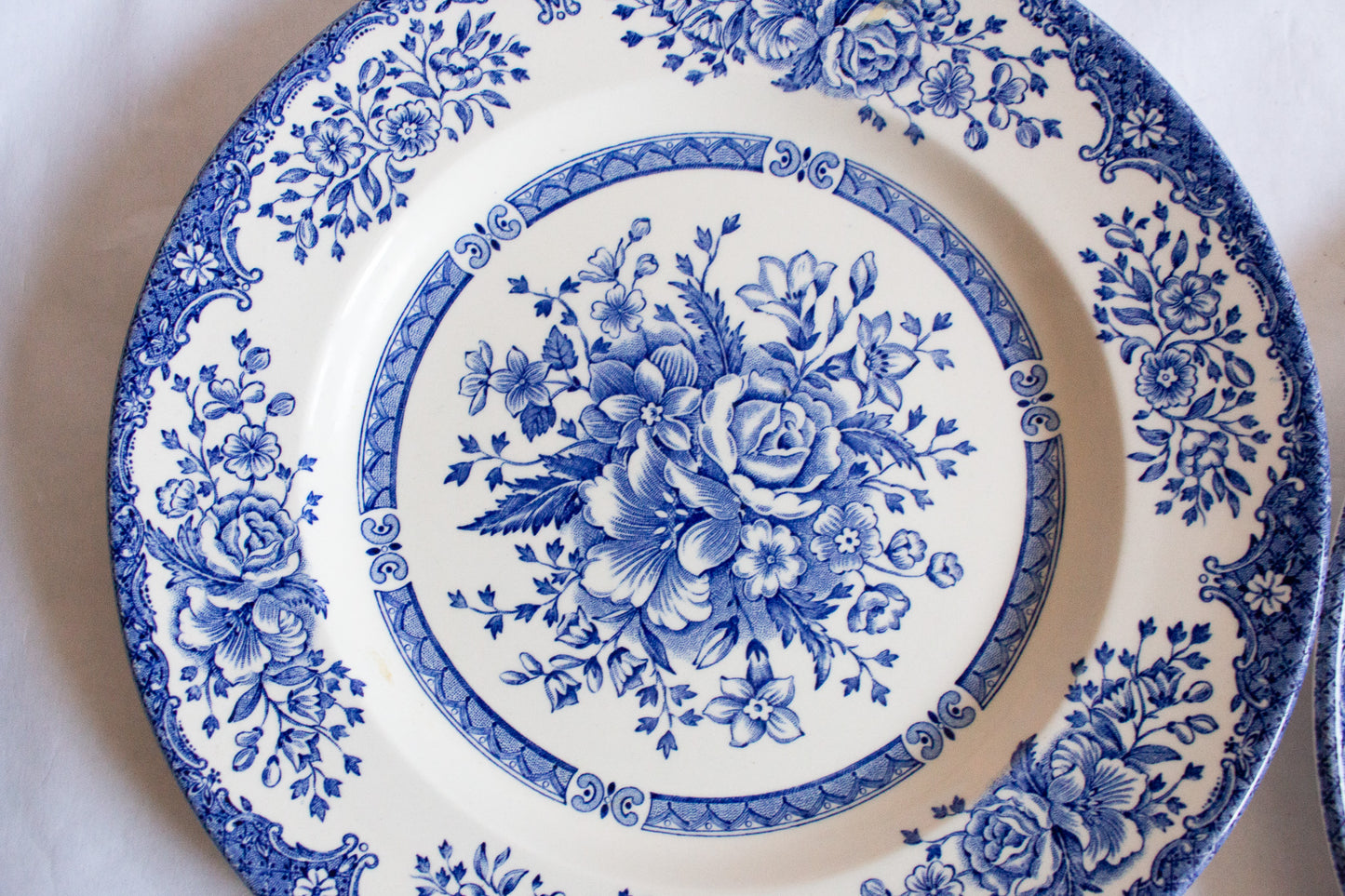 English Ironstone Tableware 8.75" Blue Transferware Plates (2)