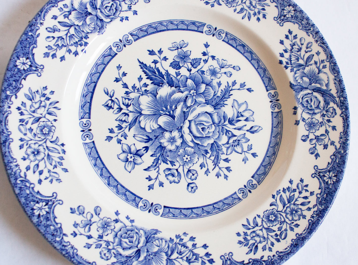 English Ironstone Tableware 8.75" Blue Transferware Plates (2)