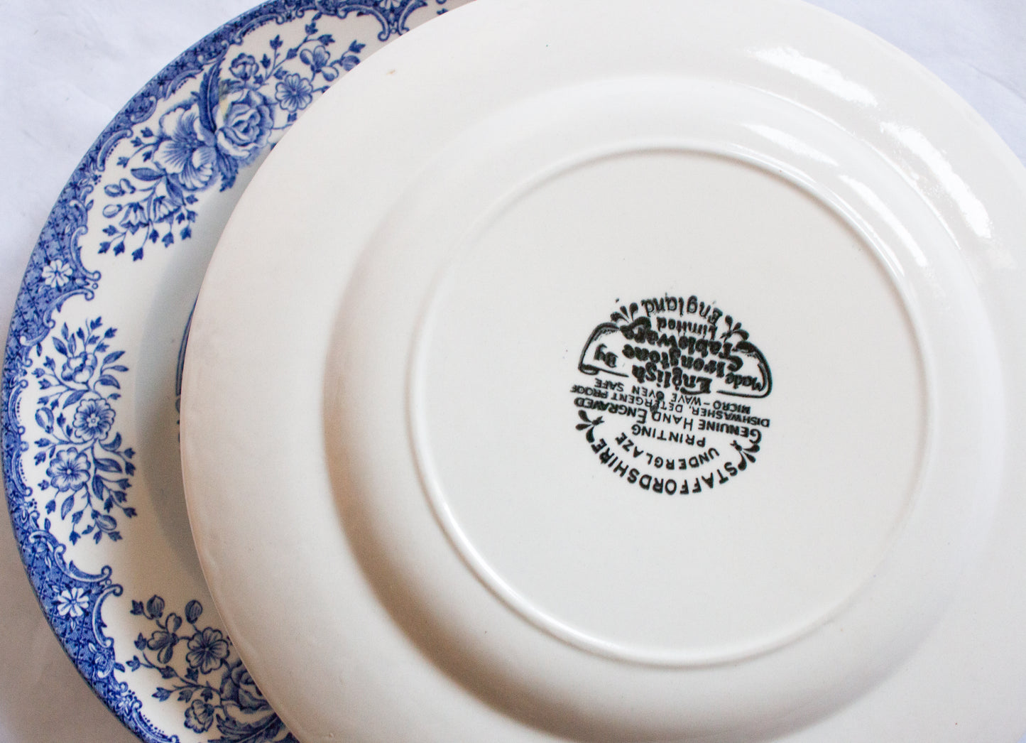 English Ironstone Tableware 8.75" Blue Transferware Plates (2)