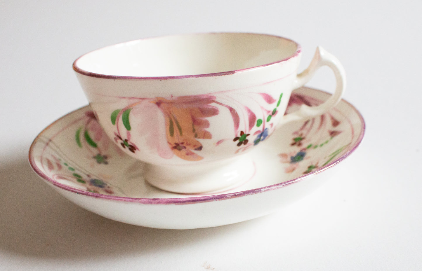 Antique Pink Lustre Teacup and Saucer