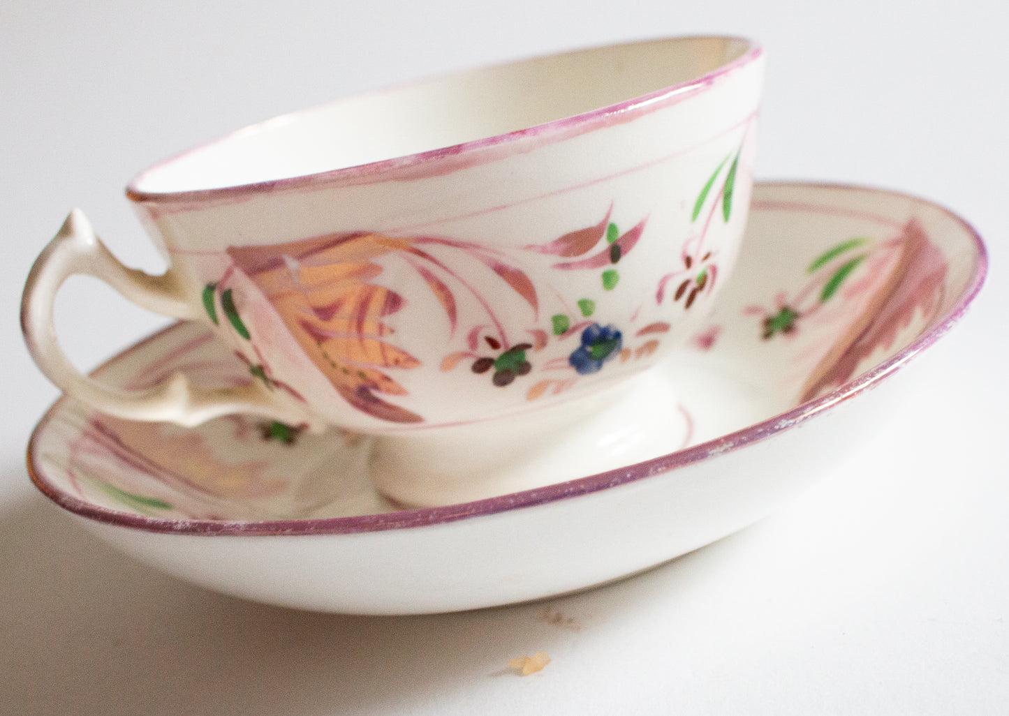 Antique Pink Lustre Teacup and Saucer
