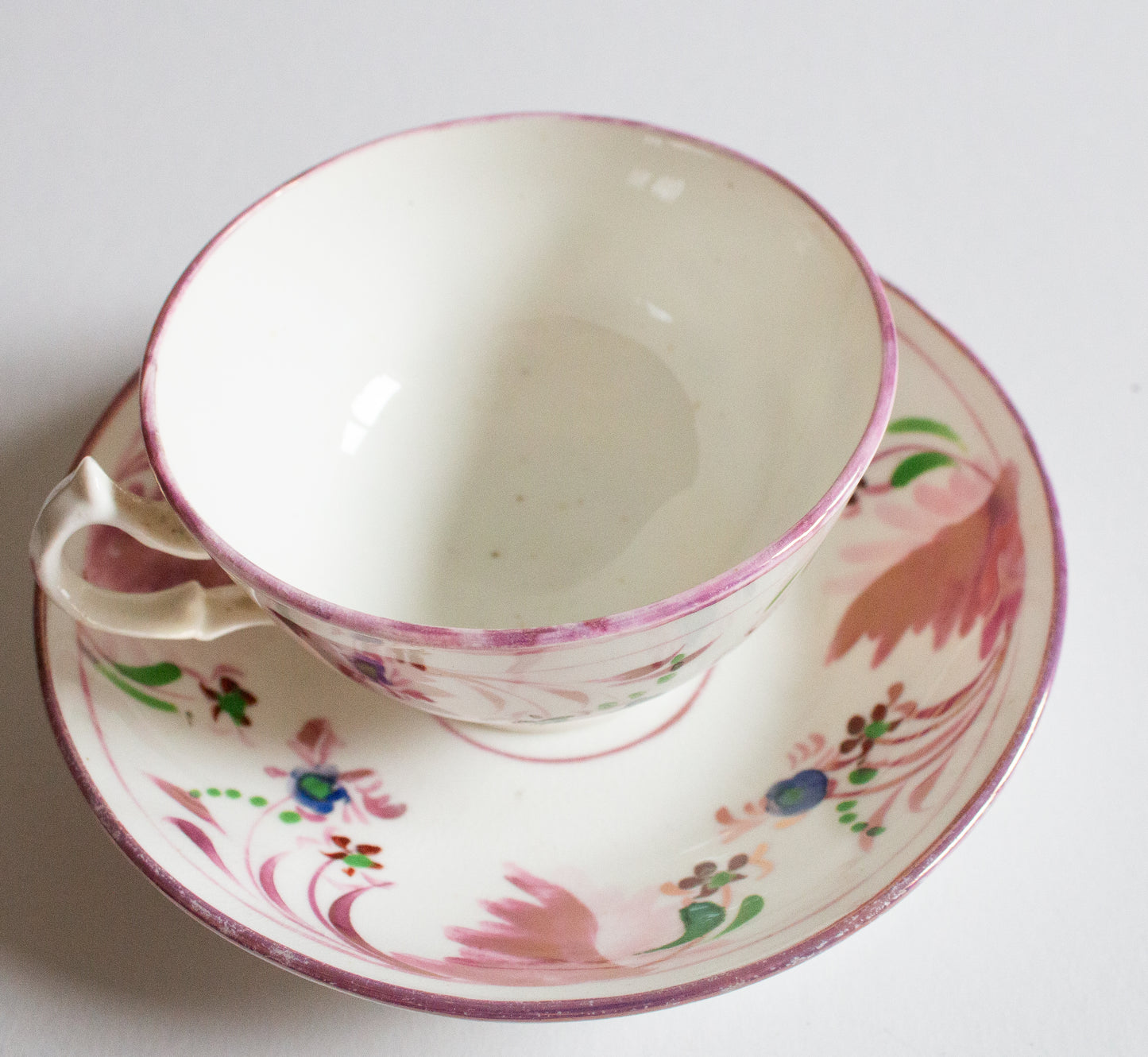 Antique Pink Lustre Teacup and Saucer