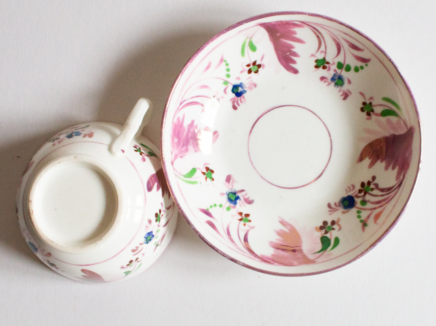 Antique Pink Lustre Teacup and Saucer