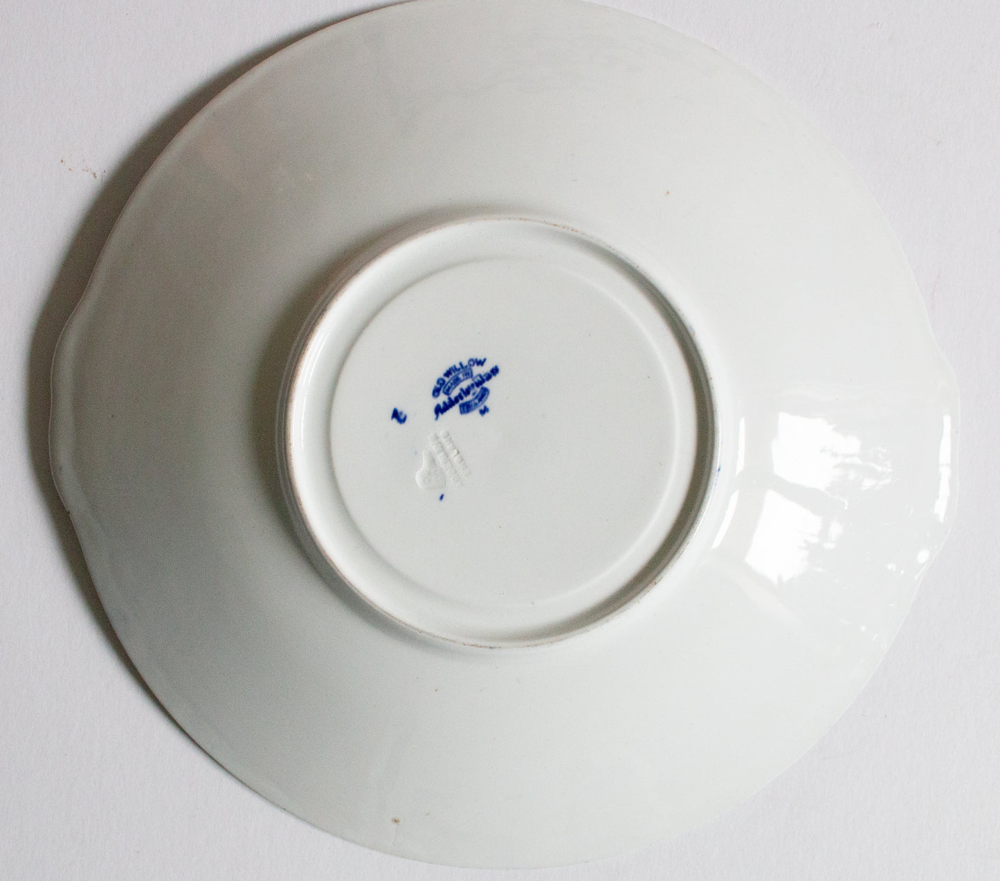 Adderley Ware 'Willow' Pattern Blue and White Transferware 10" Serving Plate with Moulded Handles