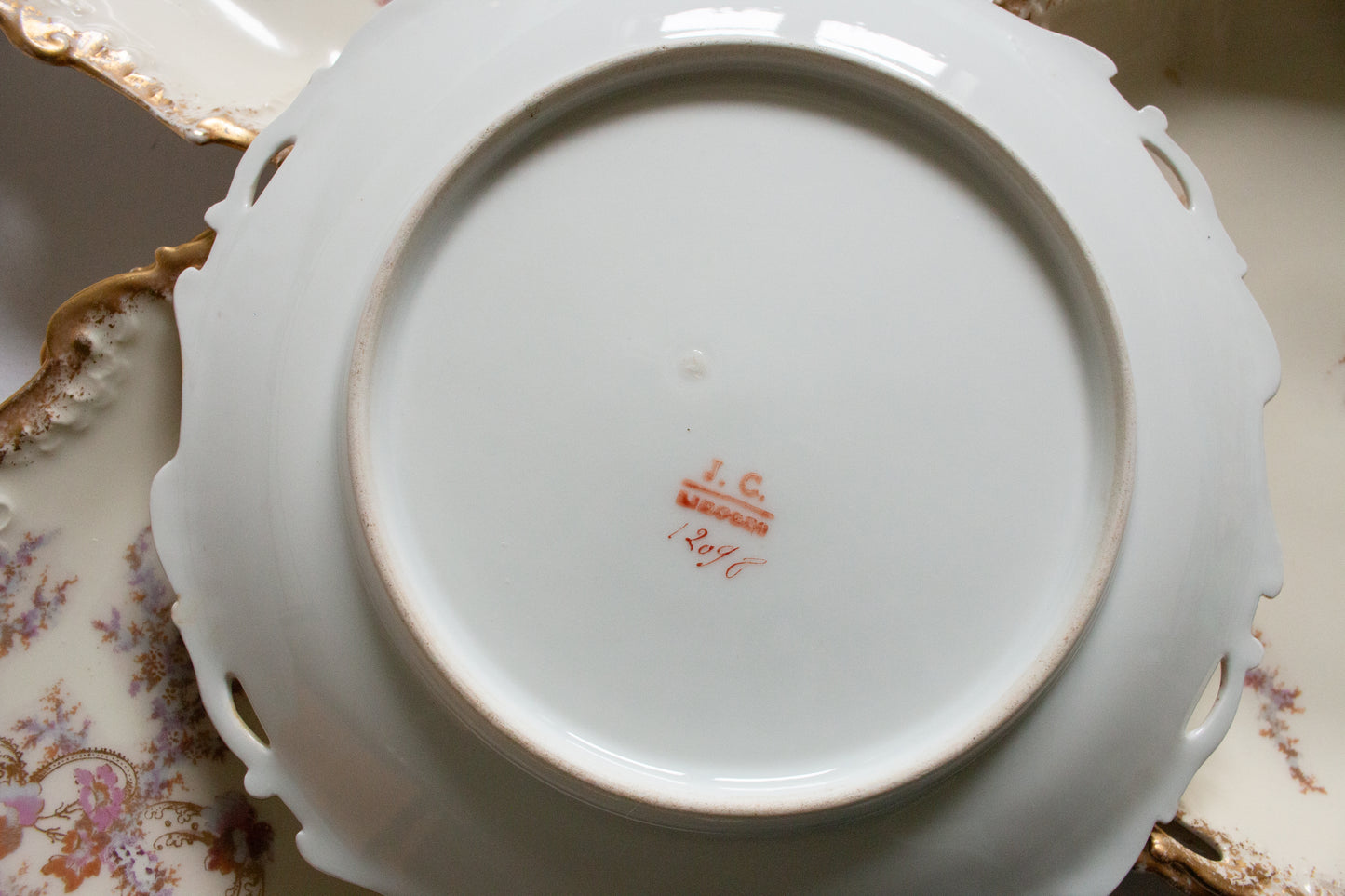 Limoges Floral and Gilt Dessert Set